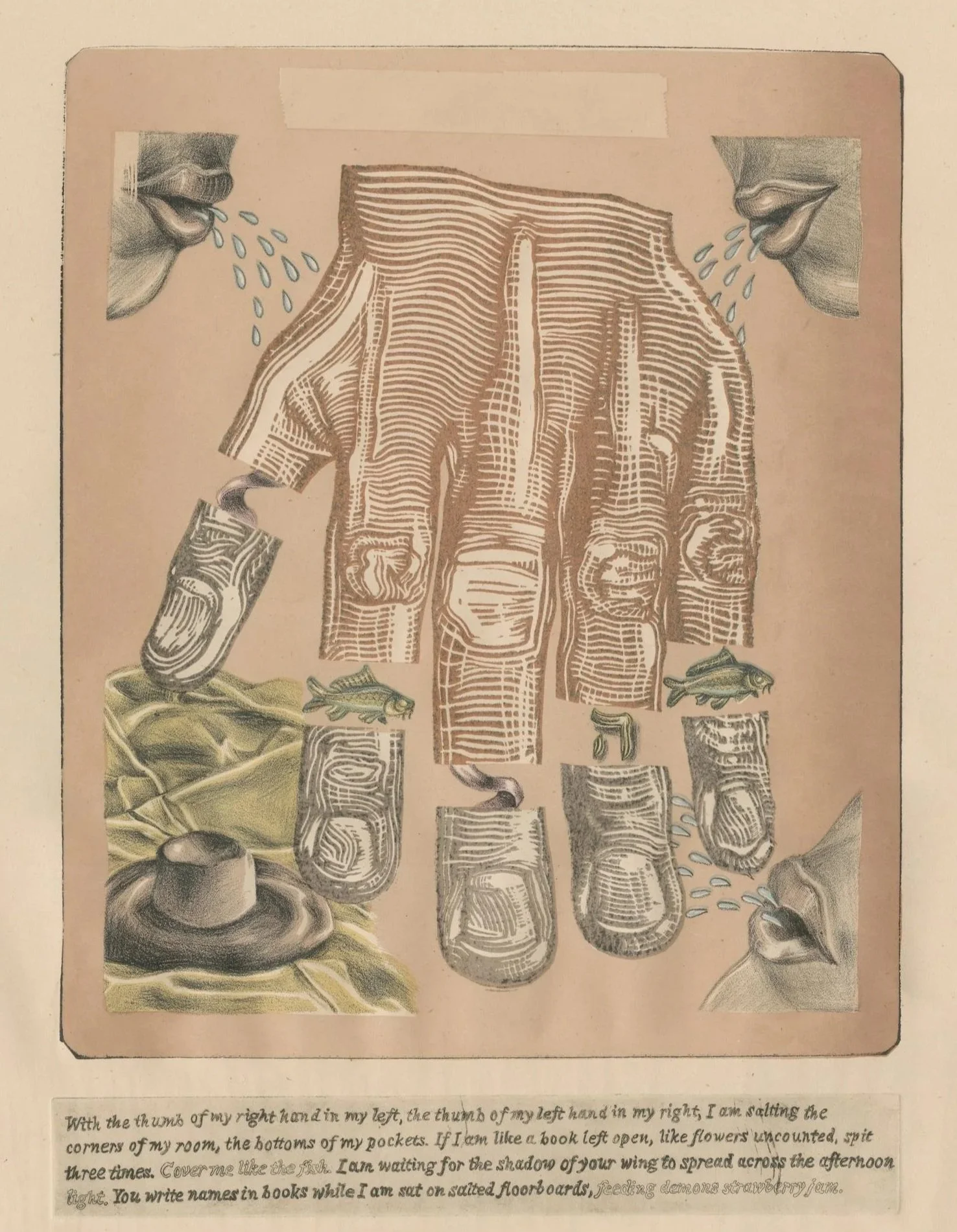 Original artwork of a hand by Lya Finston