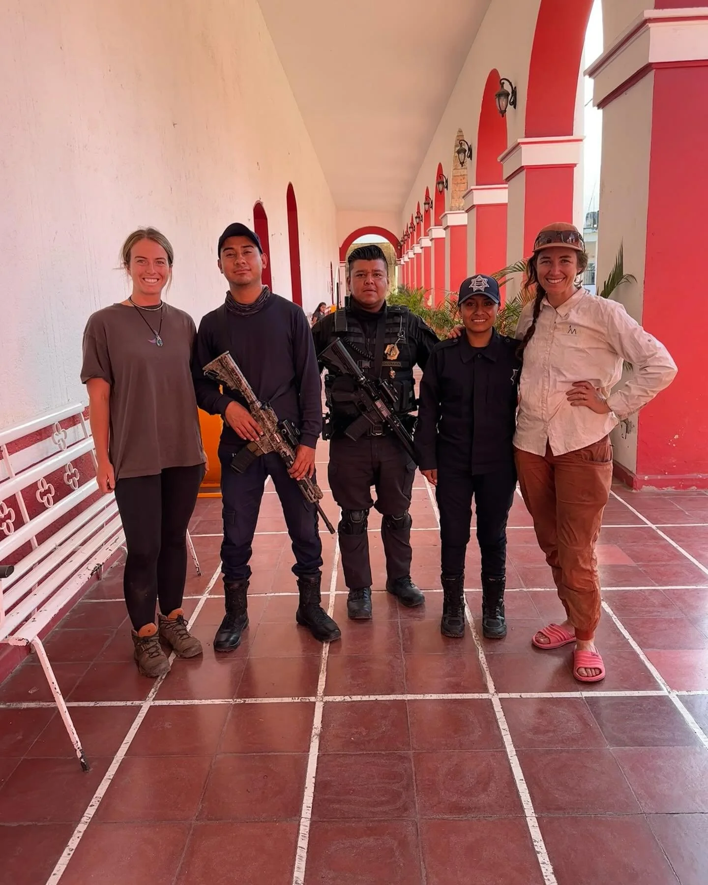 As we headed north, security became more of a concern.

This group of local law enforcement were so incredibly kind to Lucy and I as we walked through their community. They supported and welcomed us with what they could and assisted us with contactin