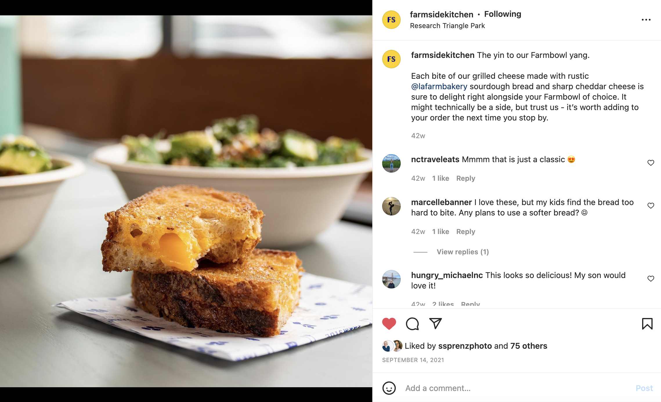 Social media content for a fast casual restaurant based in Durham, NC