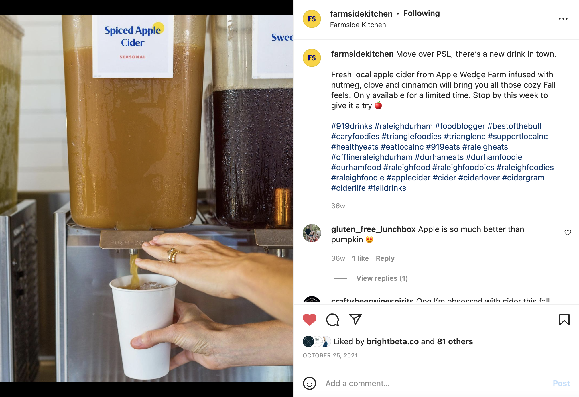 Social media content for a fast casual restaurant based in Durham, NC