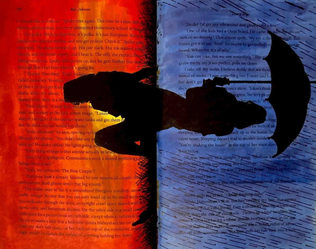 
Week 9: Personal Choice-  For this entry, I was inspired by a big rainstorm we had and made one-half sunny and the other rainy. This entry was created using sharpie and alcohol marker. 