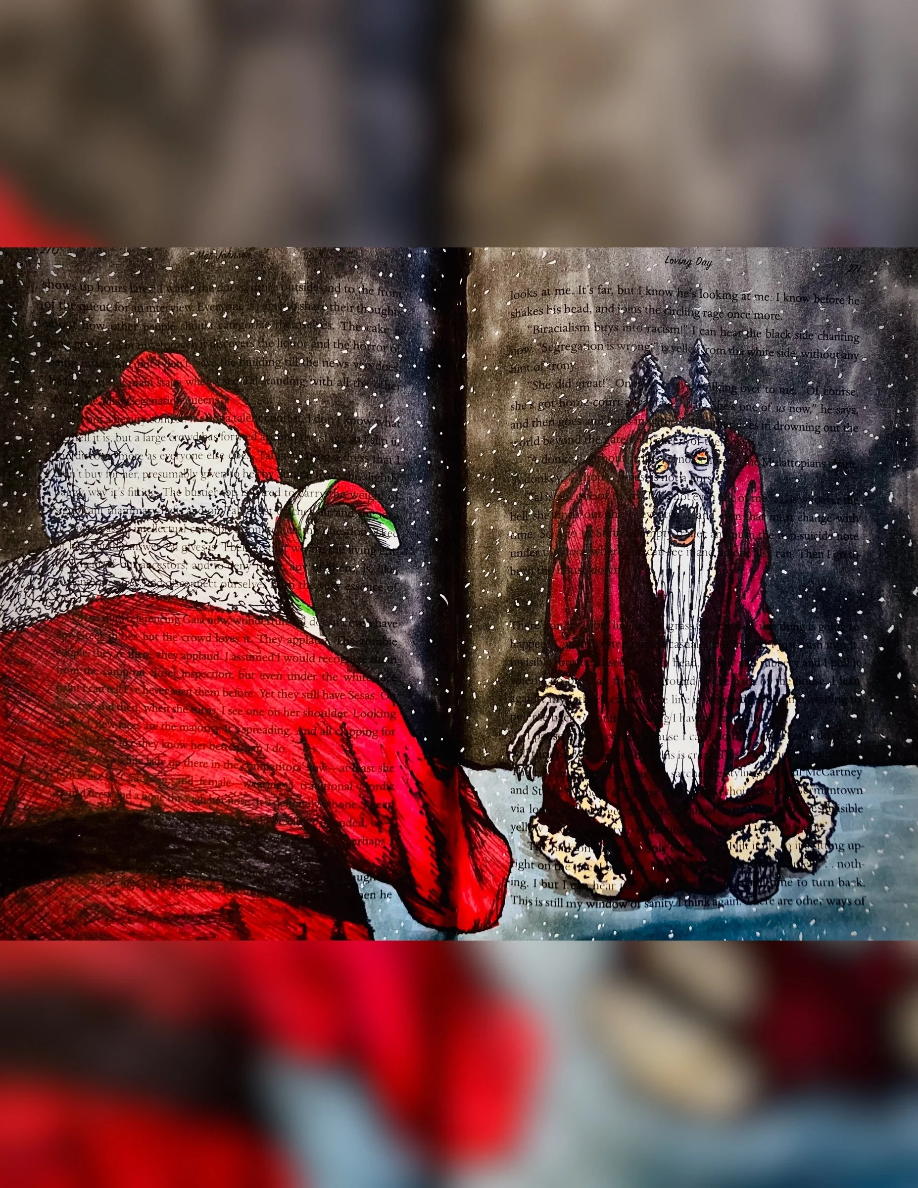 "Santa vs. Krampus" (5" x 7")