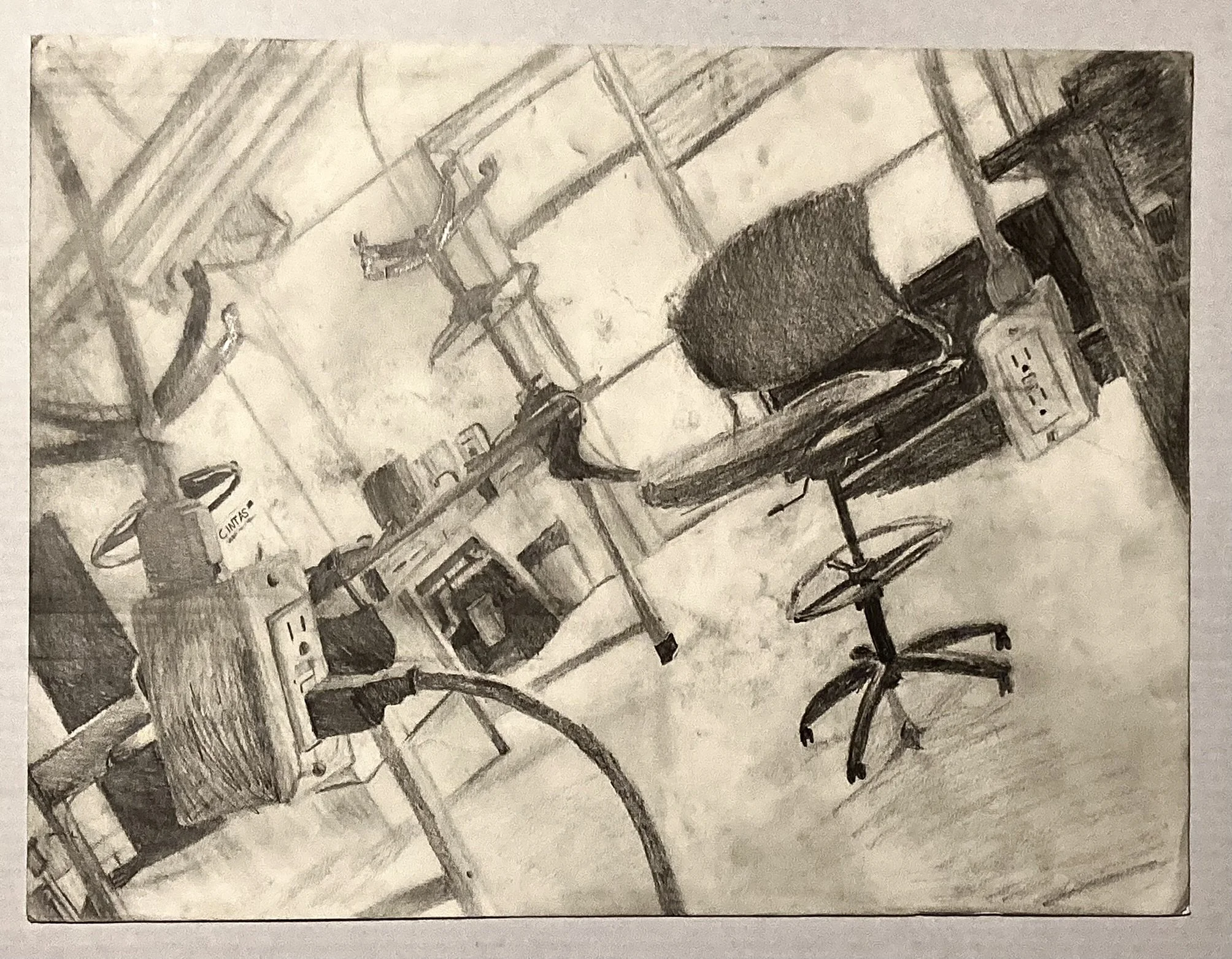 Observational Room Drawing Sketch "Incline" (18"x24")