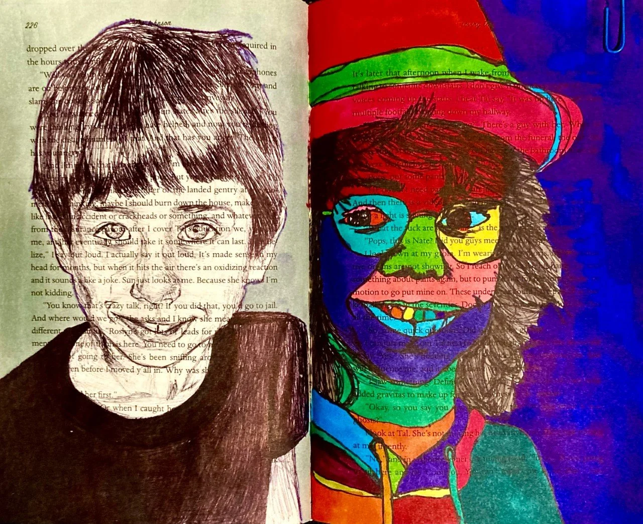 Week 10: Self Portrait- This week we were required to make one continuous line drawing of ourselves and one normal drawing of ourselves. I decided to make one where I was young (left) and one from now (right). 
