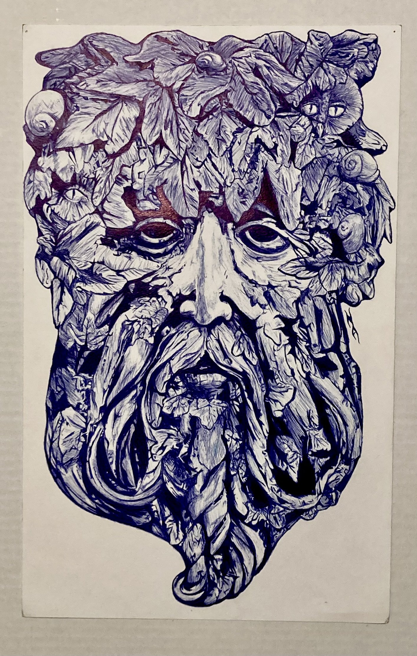 Ballpoint Pen Project "The Blue Man" (12"x19")