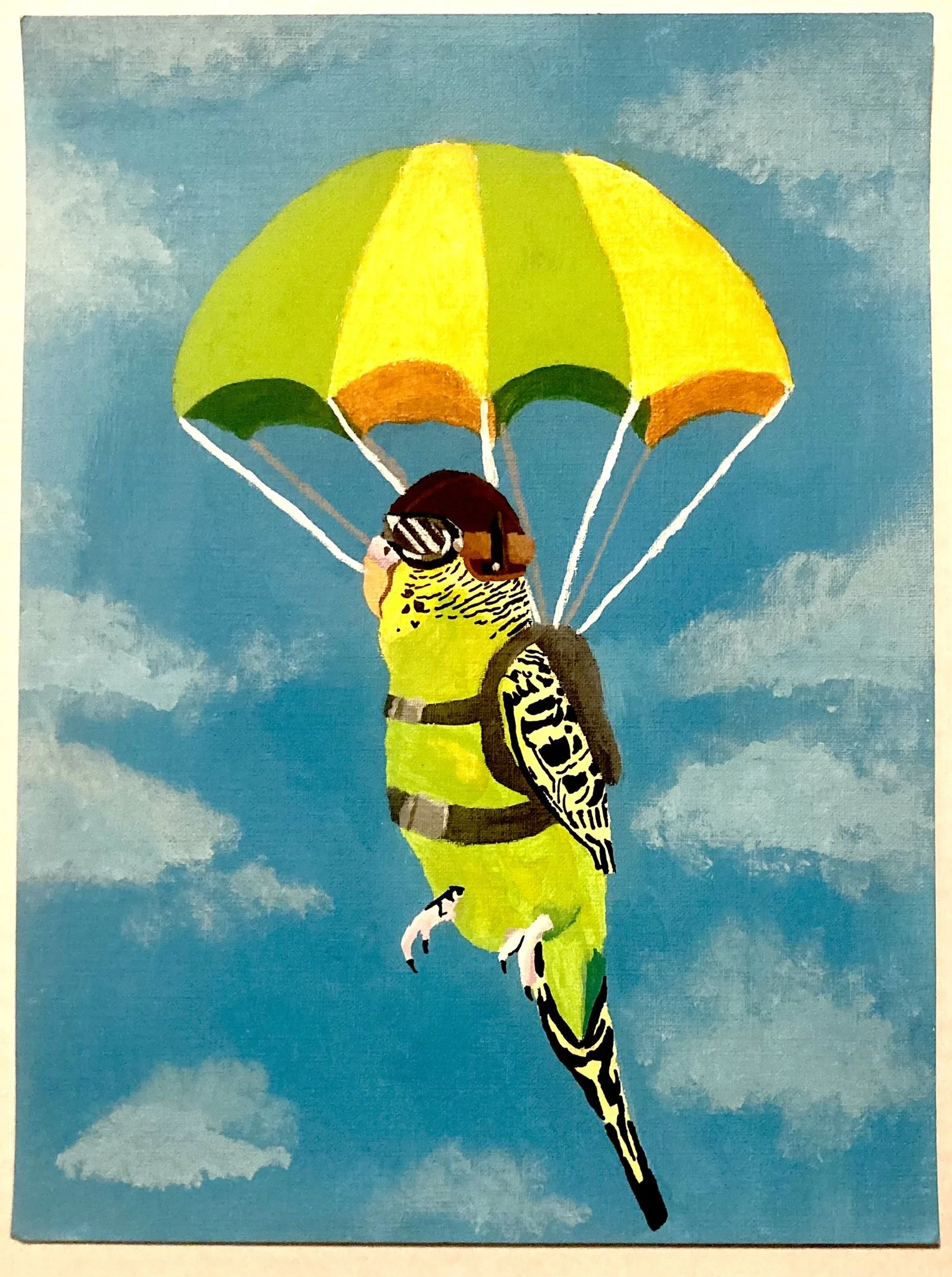 Artificial vs. Natural Final "Paratrooper Parakeet" (9"x12")