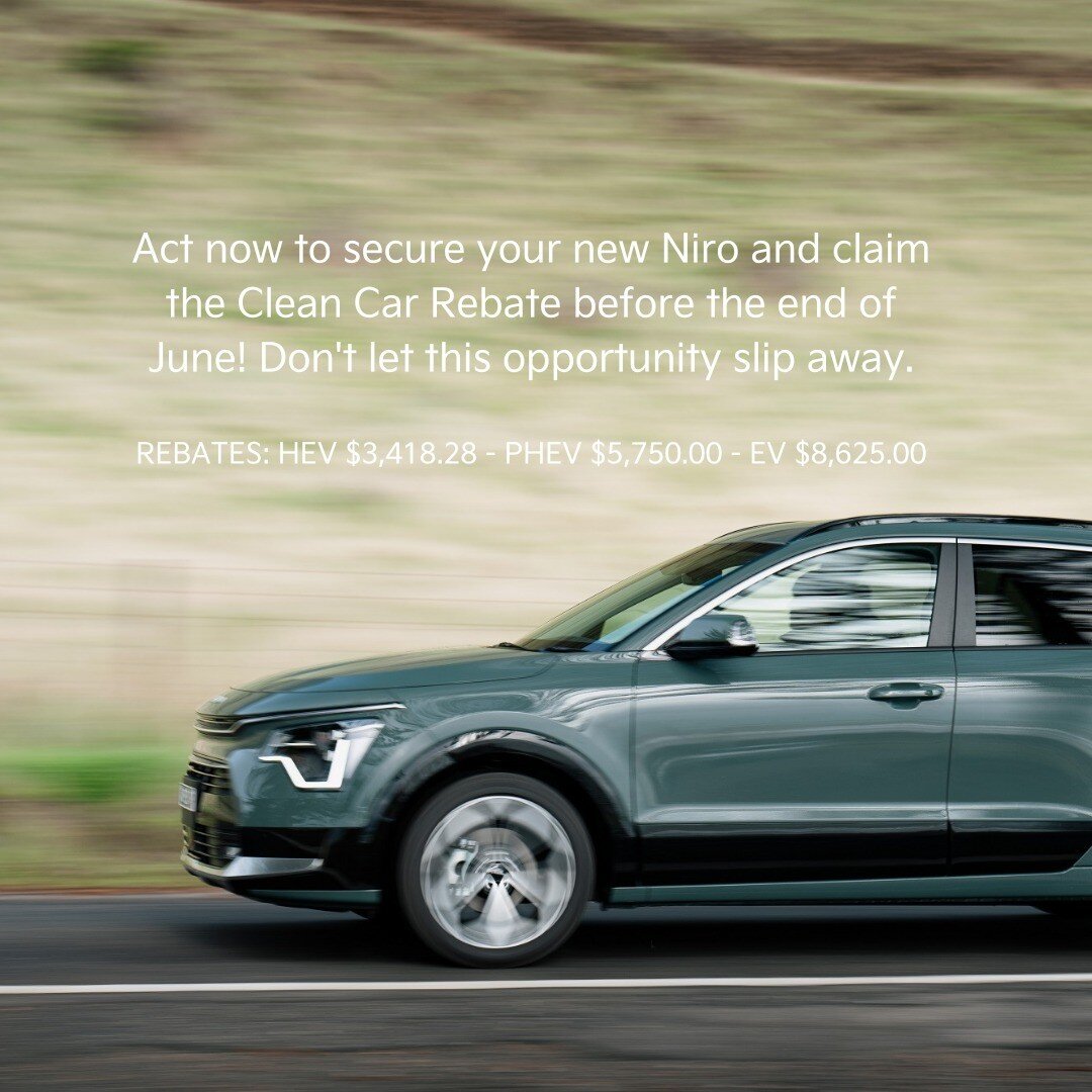 Act now to secure your new Niro and claim the Clean Car Rebate before the end of June! Don't let this opportunity slip away.