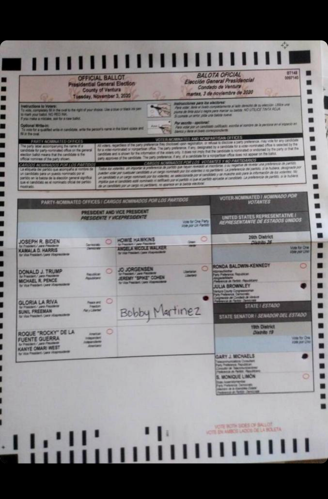 First person to actually vote for me for president. Thank you Joel.