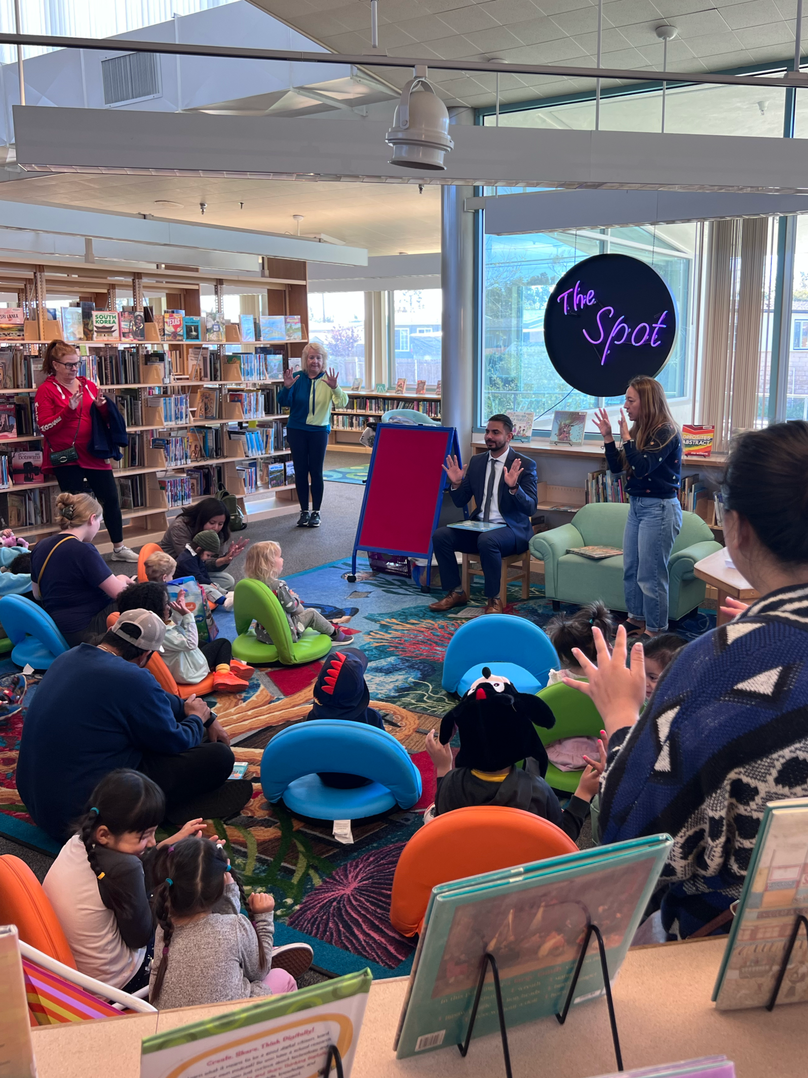 Reading to kids at local library