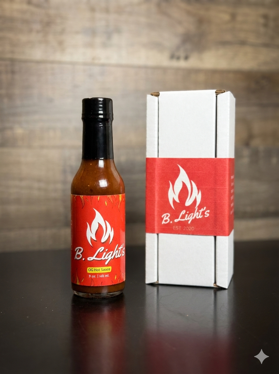 Bottle of B.Light's OG Hot Sauce