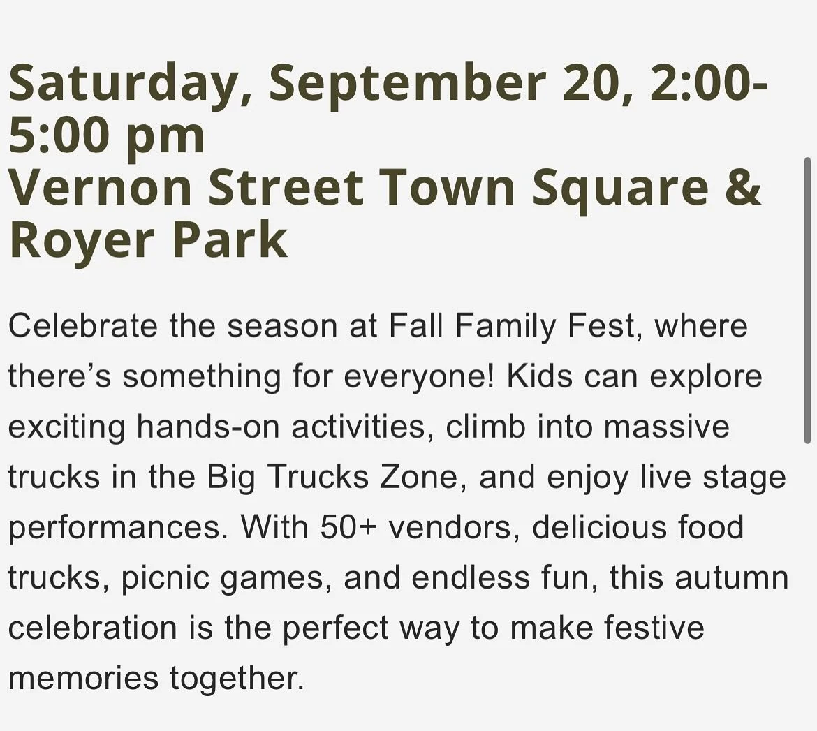 Family Fall Fest in Roseville today! You can find us on Vernon Street today from 2-5 pm! You can find Vendors, Food Trucks, Kid Zones, and Stage Performances! We hope to see you there!🐐🤞🏼🤍🧼