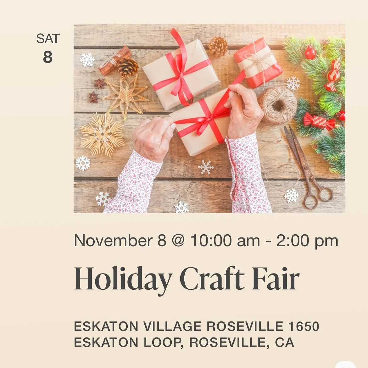 Find us this Saturday at the Eskaton Holiday Craft Fair!🧼🐐🤍