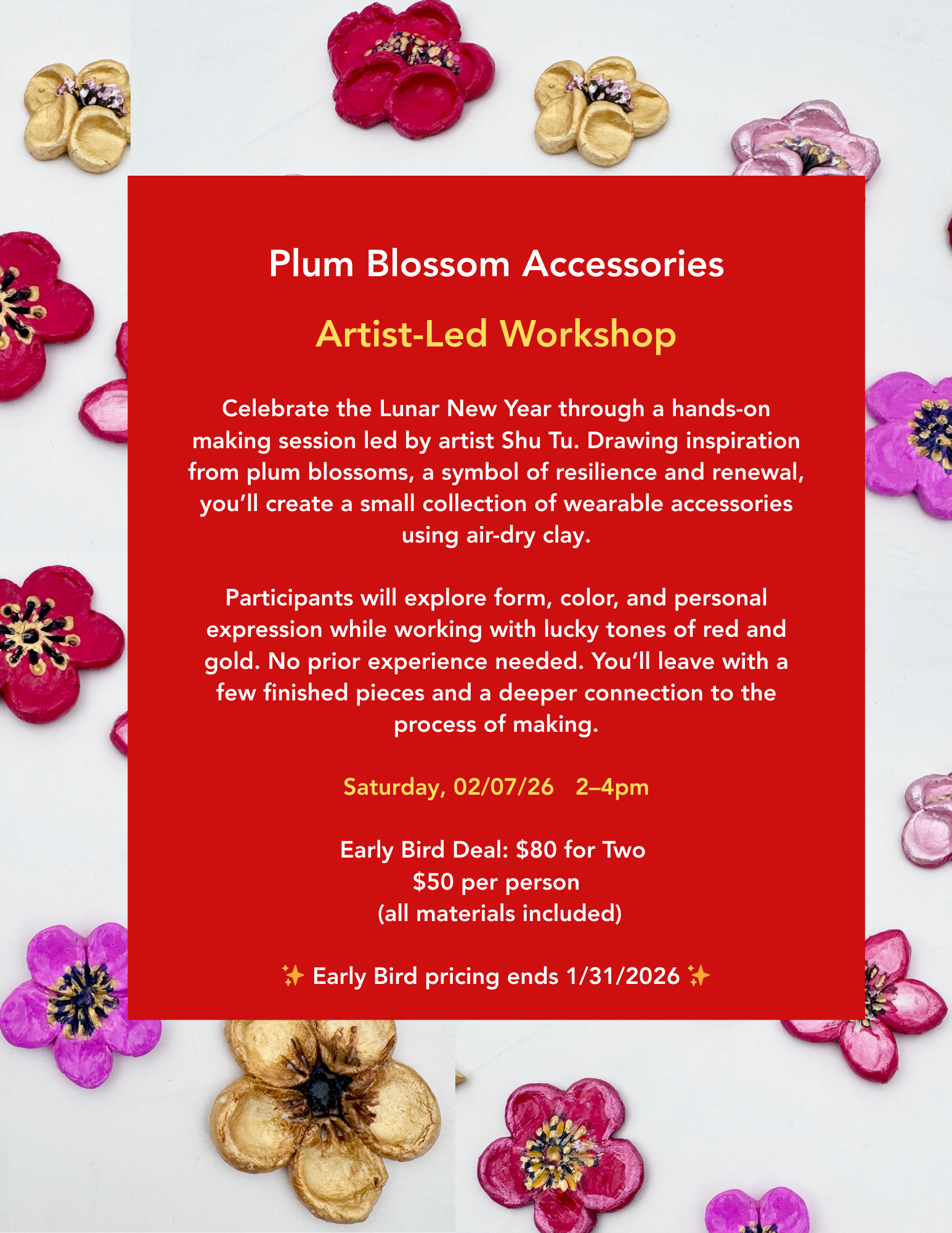 Plum Blossom Accessories  ARTIST-LED WORKSHOP 