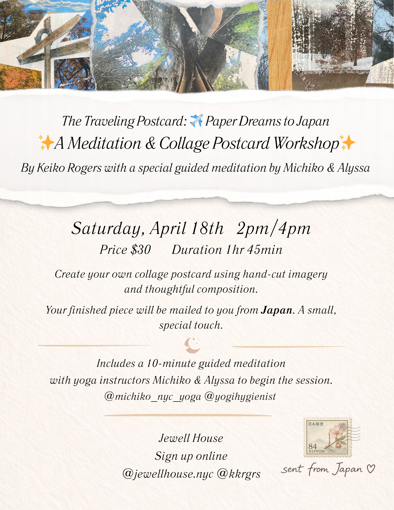 THe Traveling Postcard:        ✈️Paper Dreams to Japan      ✨A Meditation &amp; Collage Postcard Workshop✨