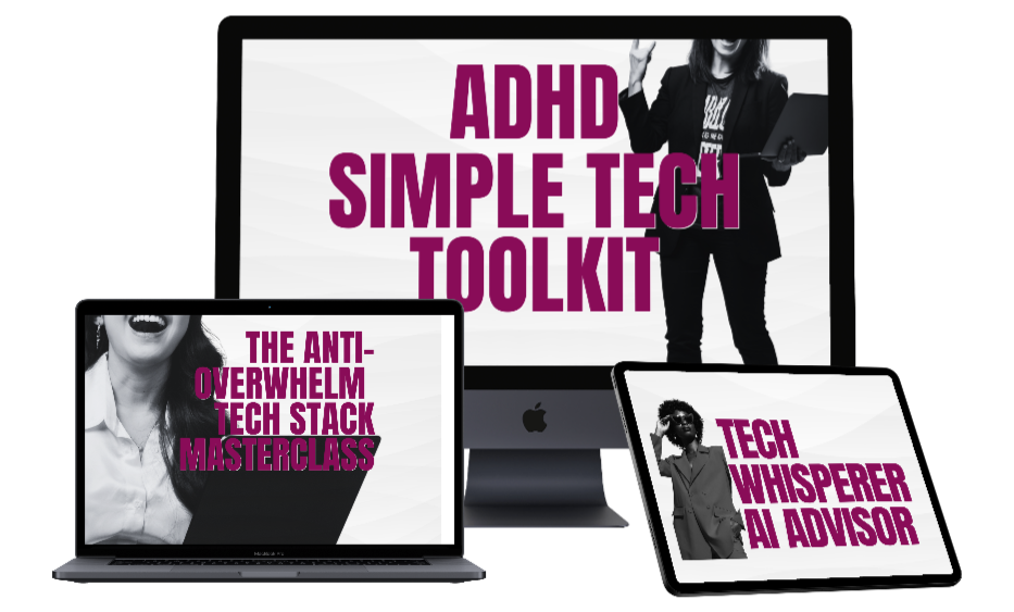 Displays of digital devices showcasing technology training courses, including