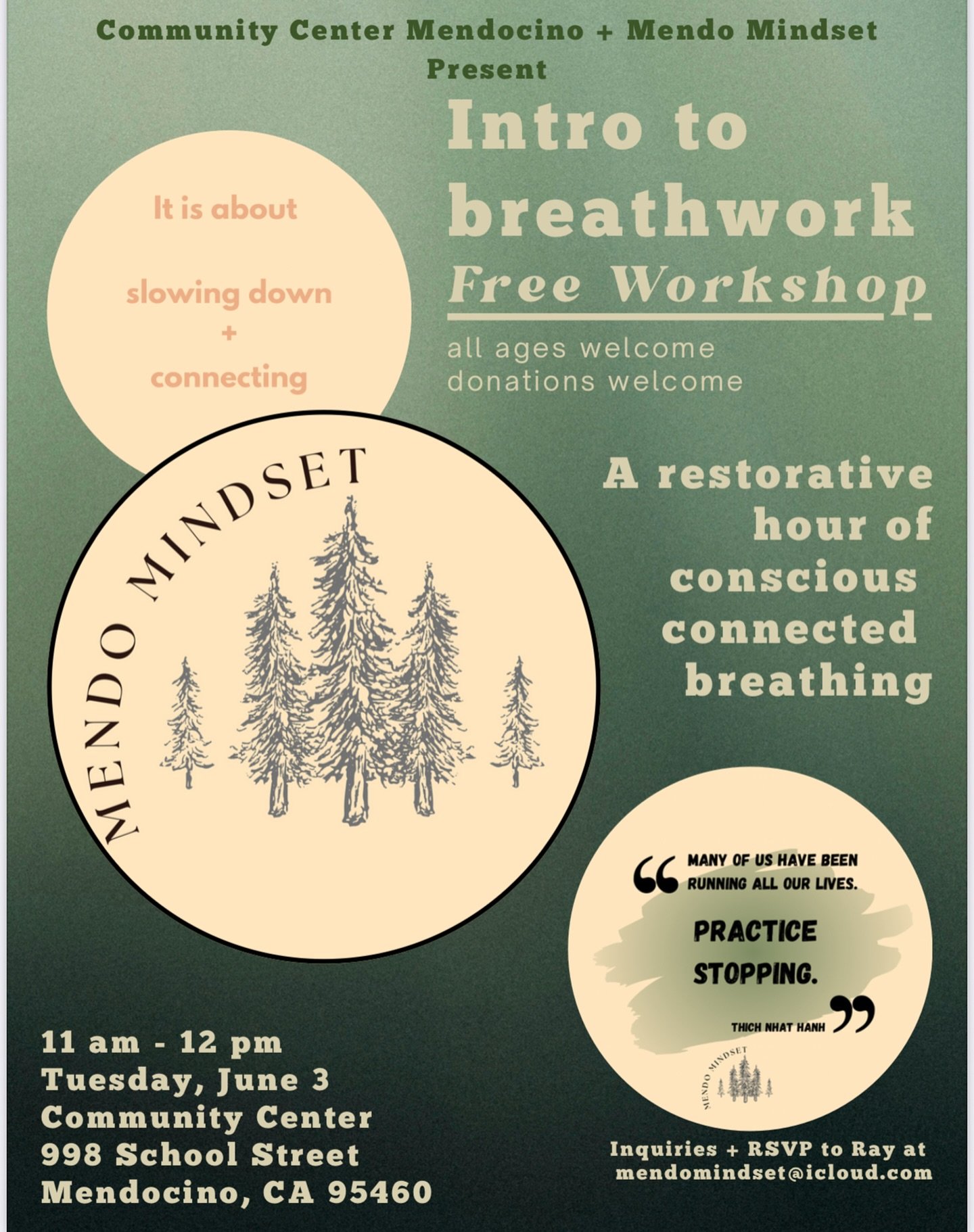 CCM and @mendo.mindset are excited to offer another FREE Breathwork workshop! 11am on 6/3!