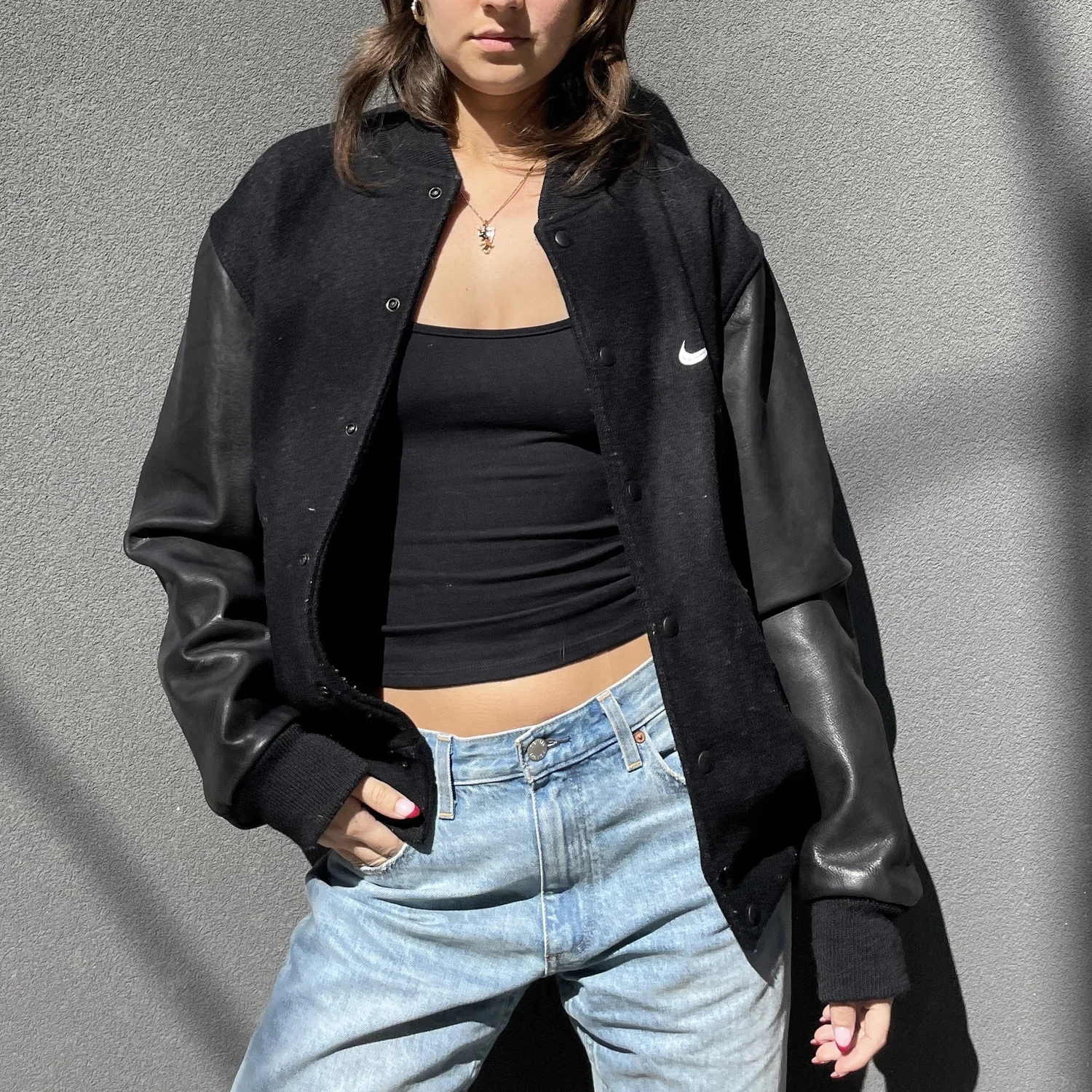 90s niketown varsity jacket — muñeca vintage