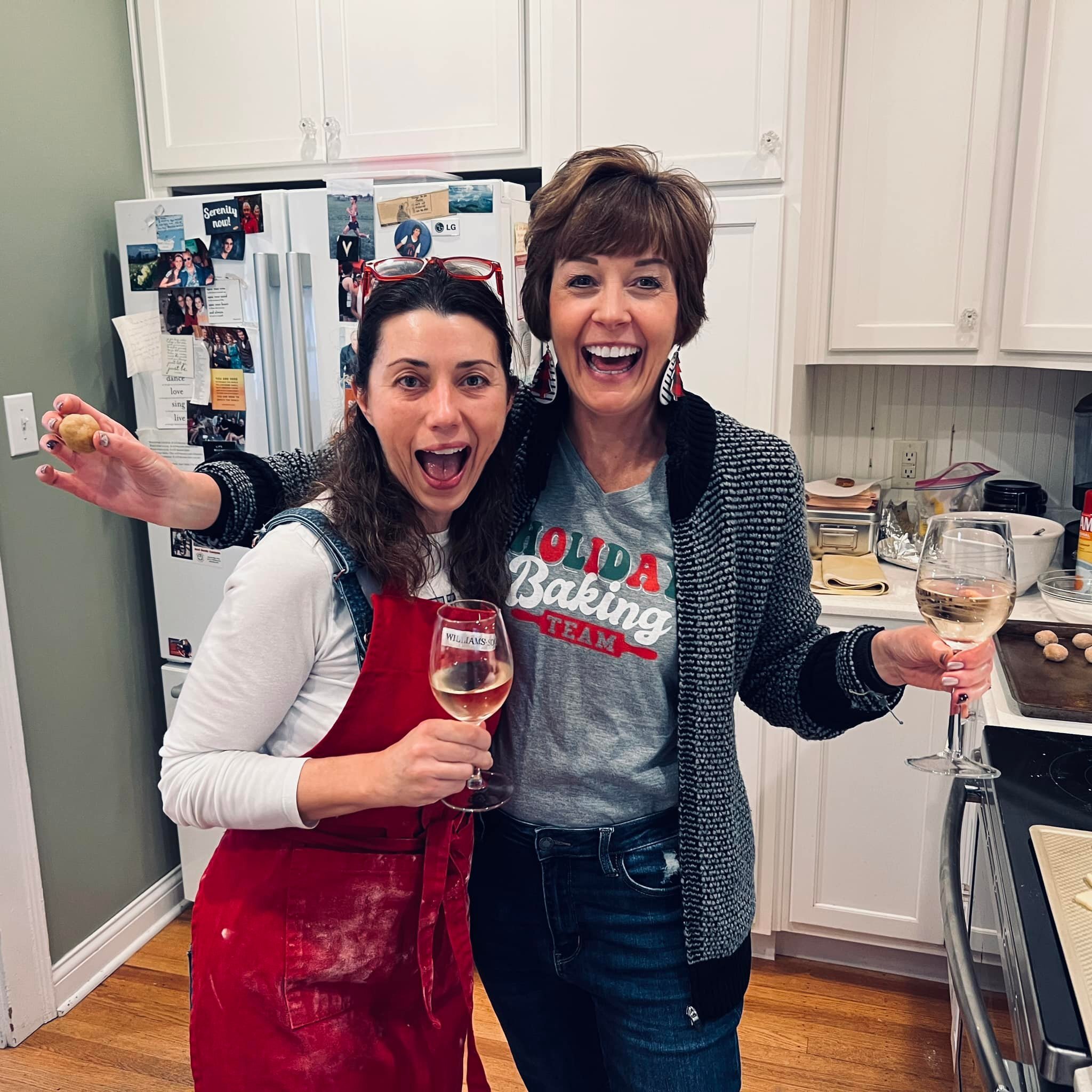 Lisa Almert &amp; I recruited a couple very special elves to help us with our favorite holiday tradition: BAKING - her peanut-butter chocolate blossoms and my cut-out sugar cookies w/ buttercream icing. The love and laughs make everything taste sweet