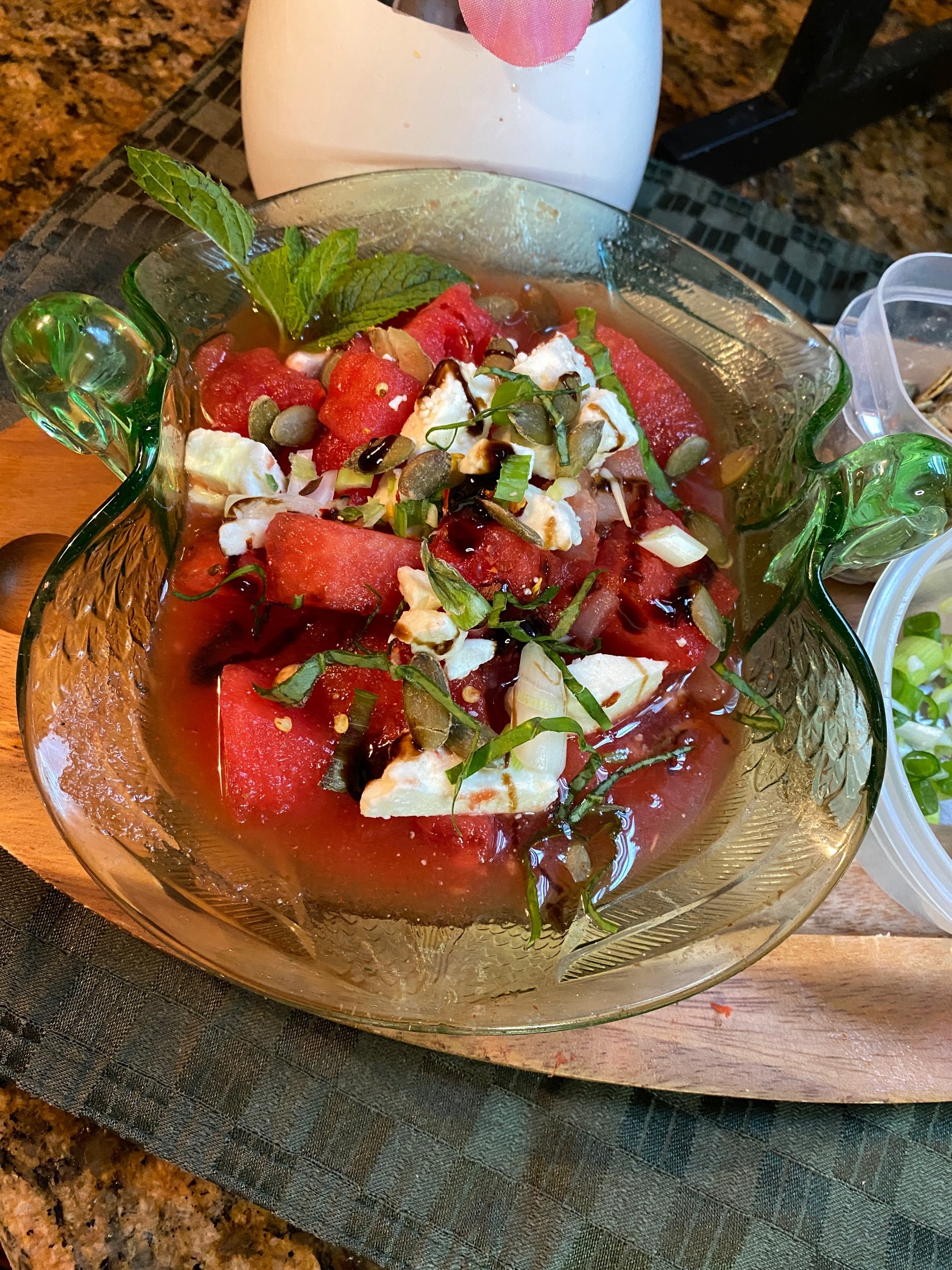 Cold Watermelon Chili with the topppins