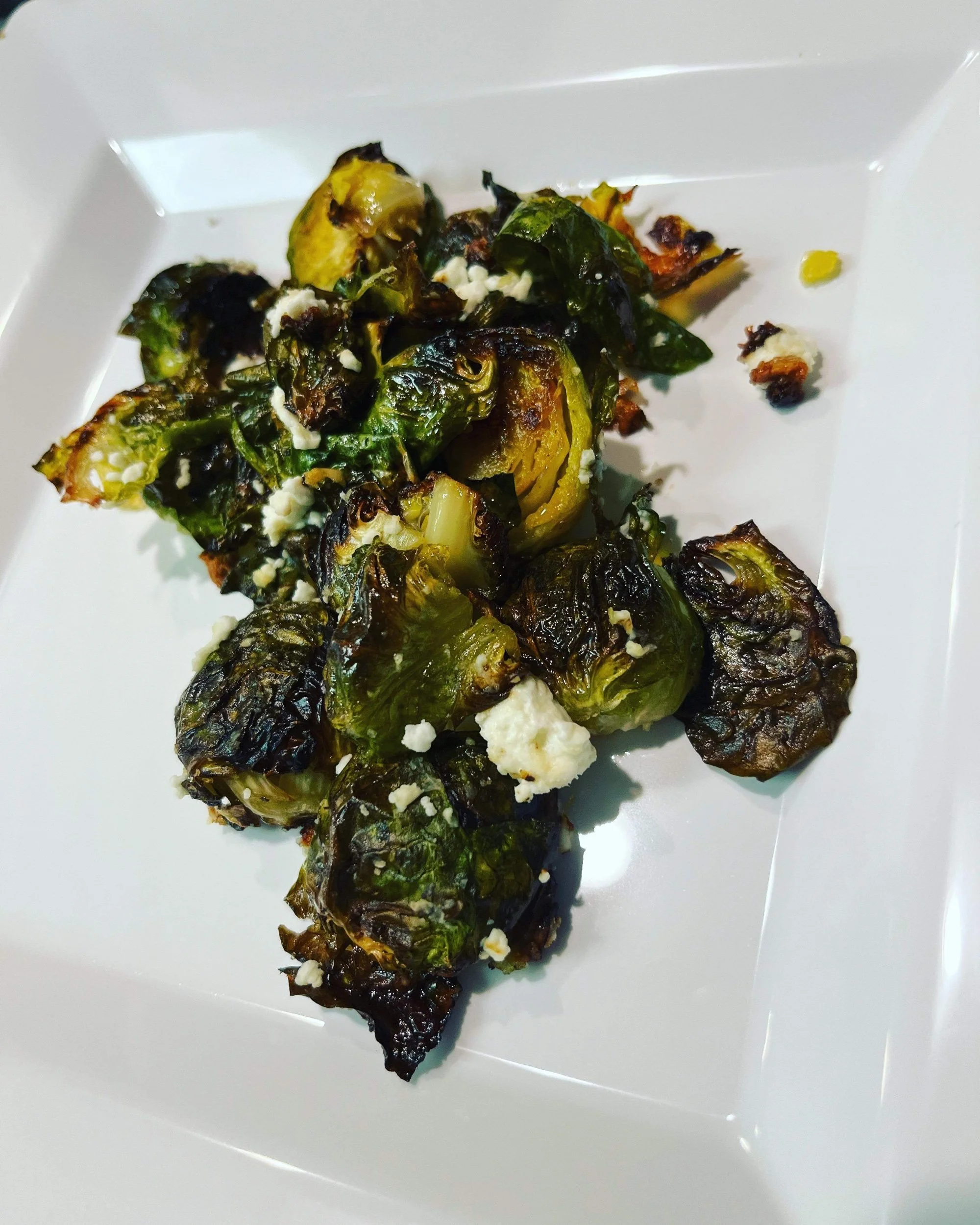 Brussels Sprouts with Garlic and Goat Cheese