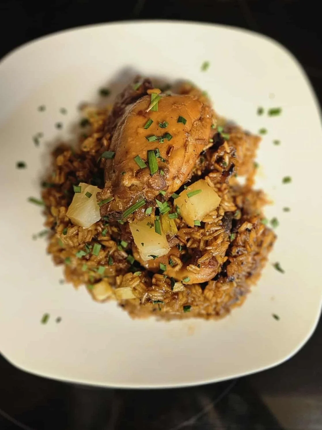 Sticky Chicken Legs with Tropical Rice