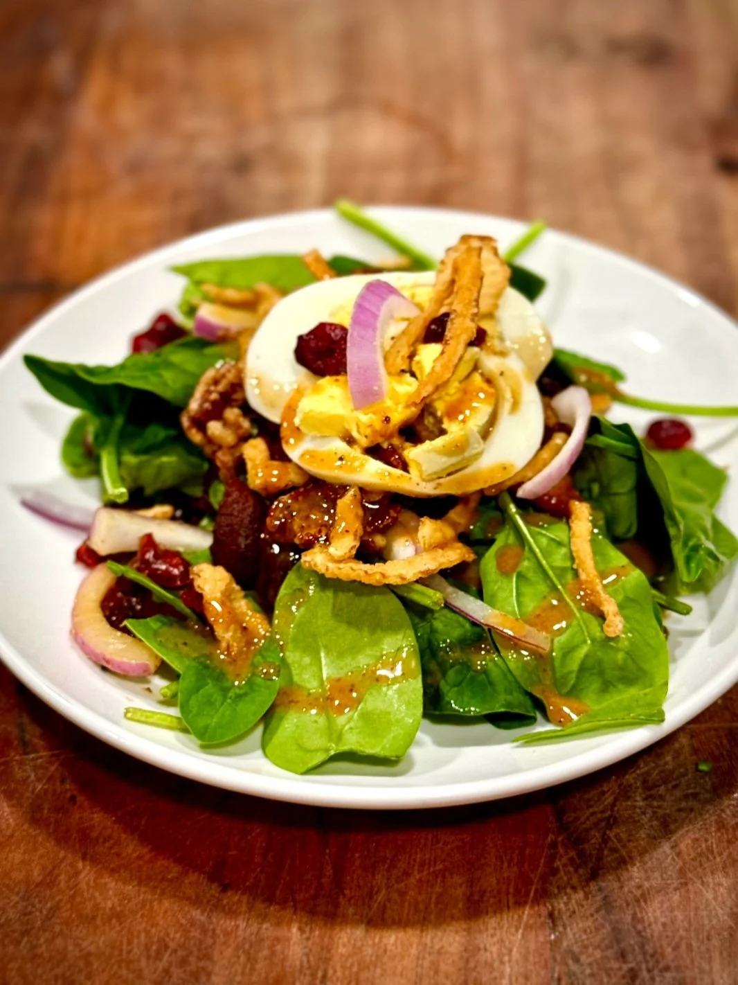 Smoky Maple Bacon Spinach Salad