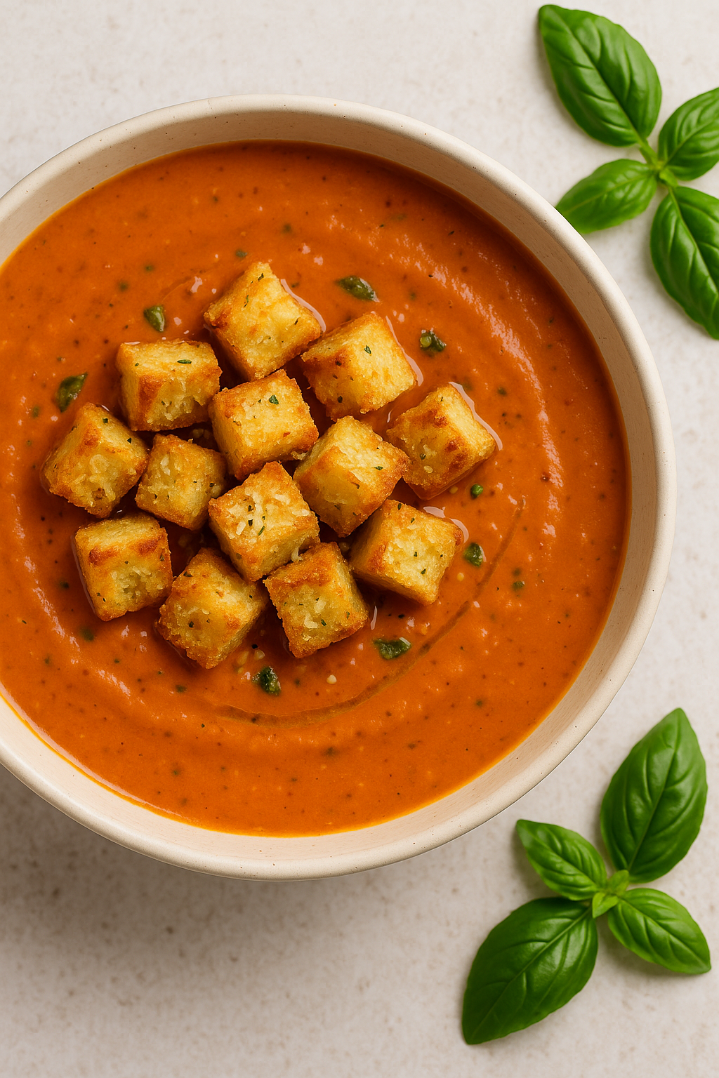 Tomato Soup with Parmesan Croutons