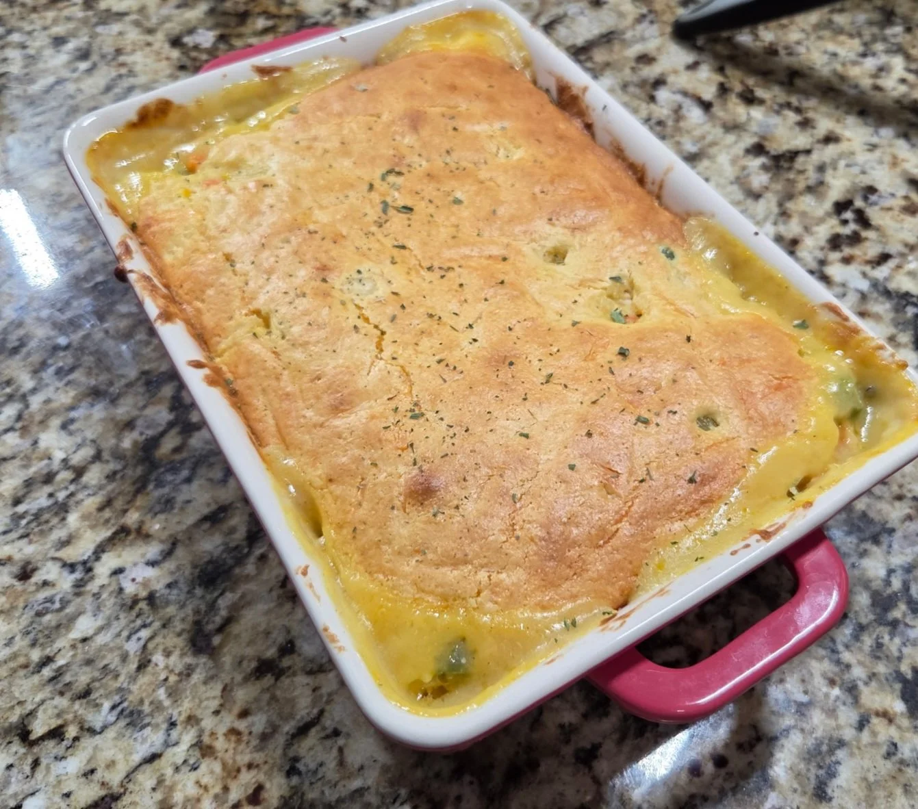 Chicken Pot Pie Cornbread Casserole