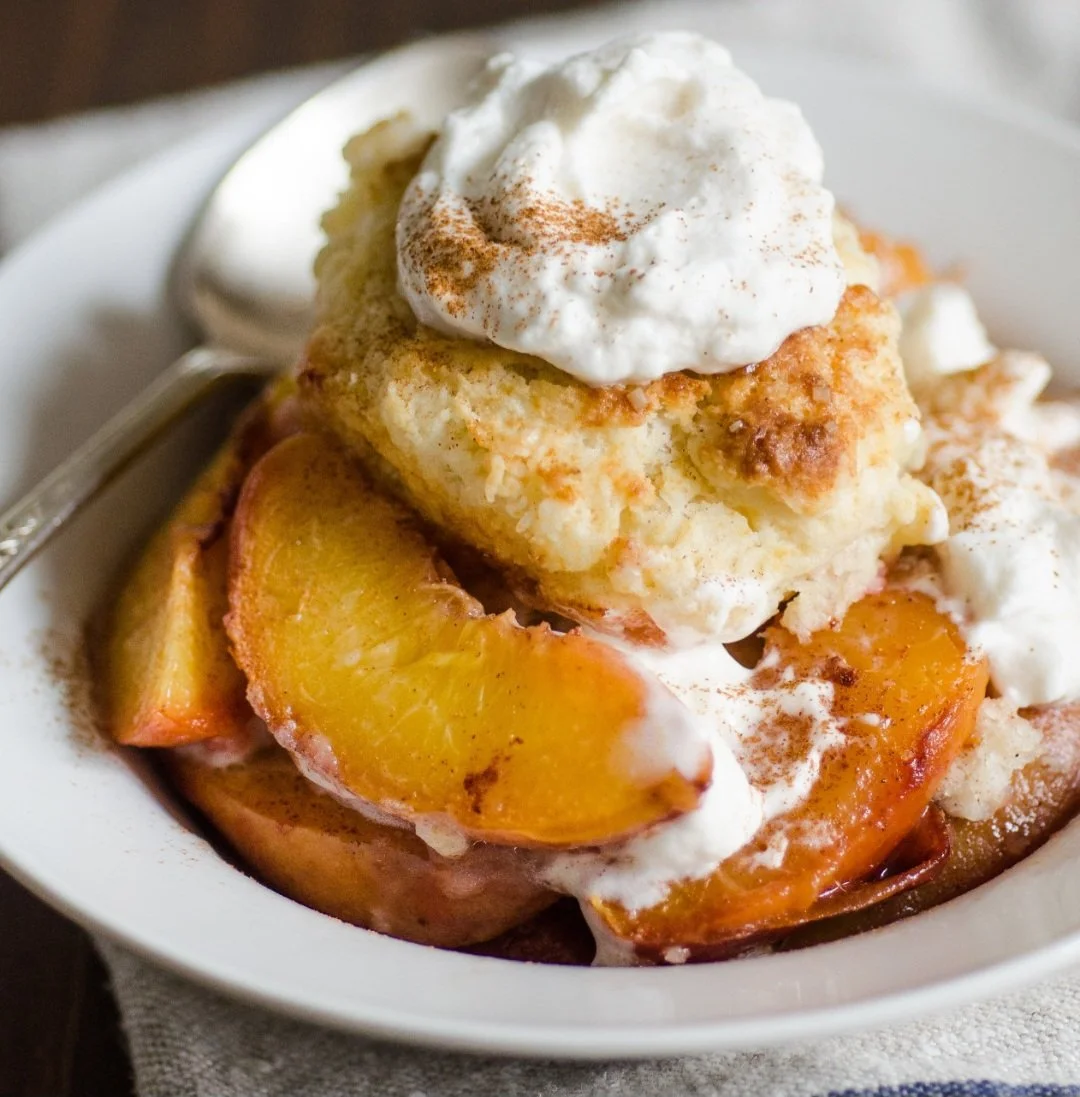 Peach Slices Over Canned Biscuits