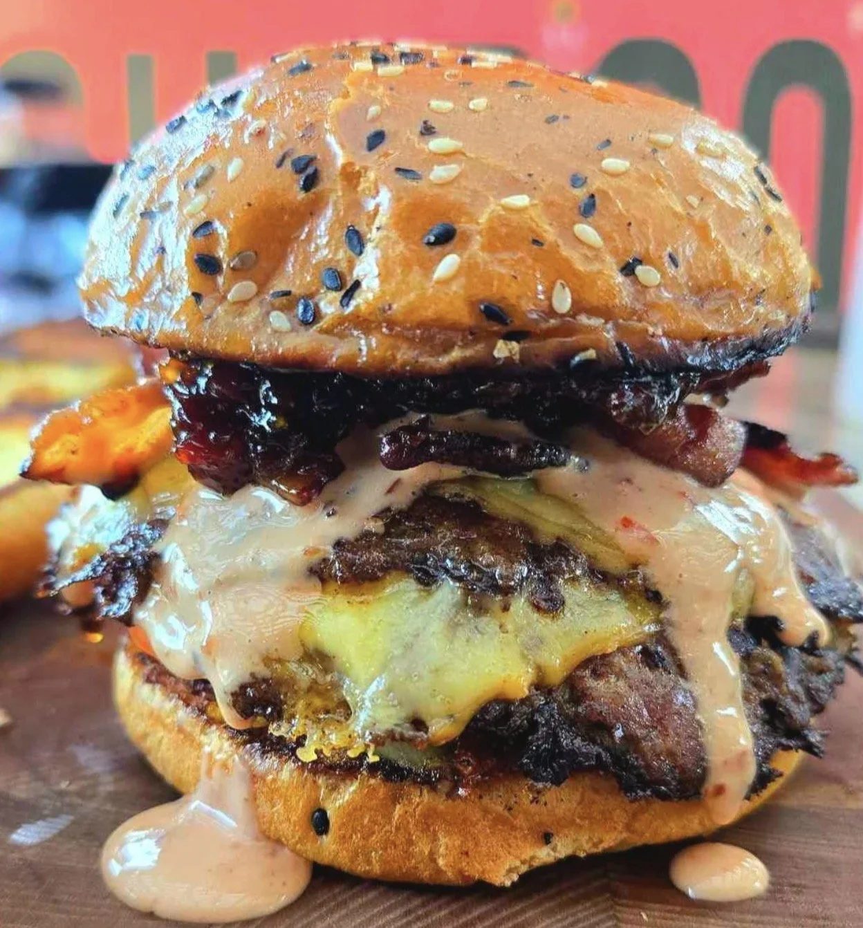 Seven Layer Double Patty Smash Burgers
