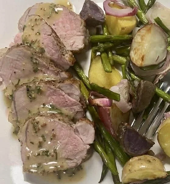 Roasted Pork with Mustard & Butter Sauce