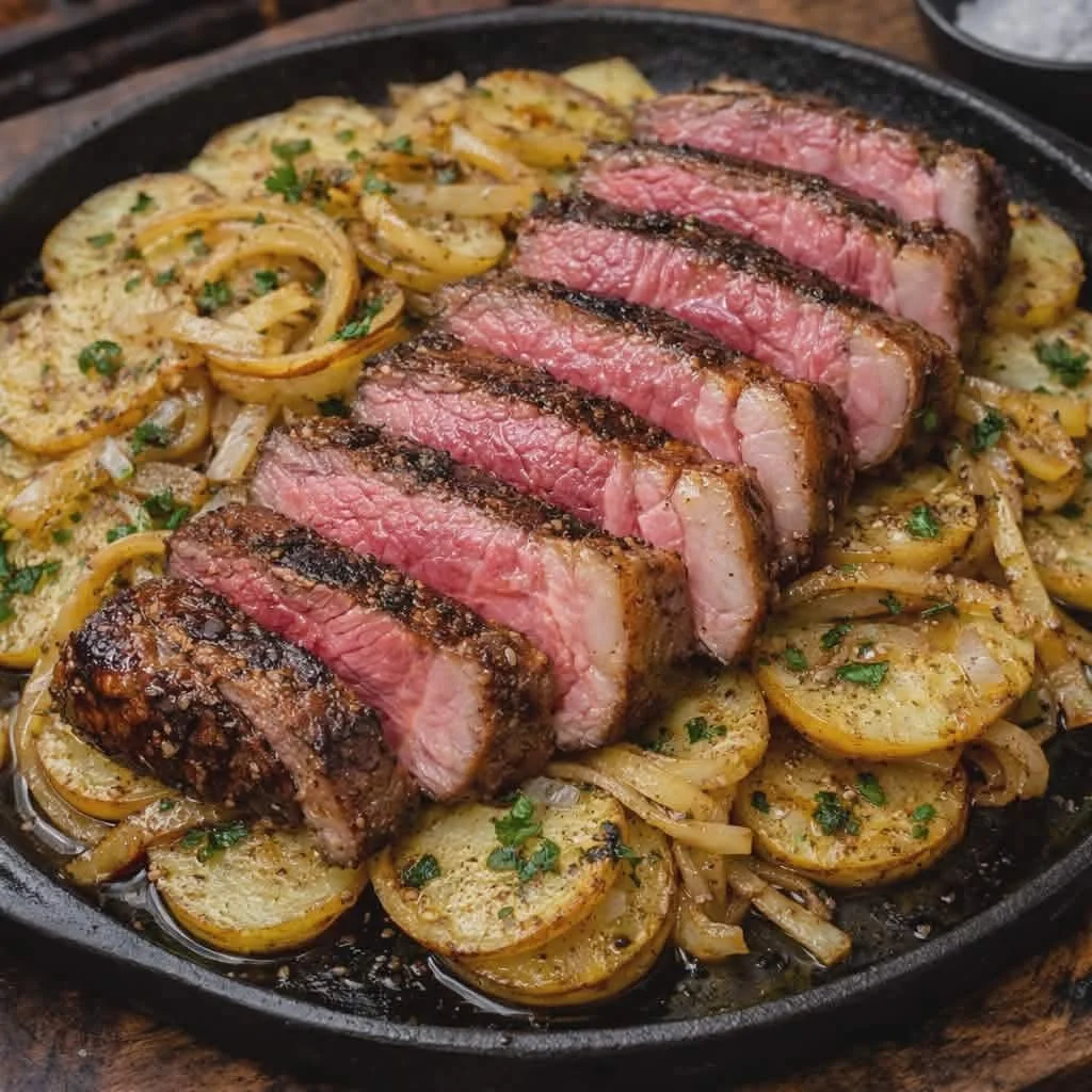 Ultimate Grilled Picanha Steaks with Lyonnaise Russet Potatoes
