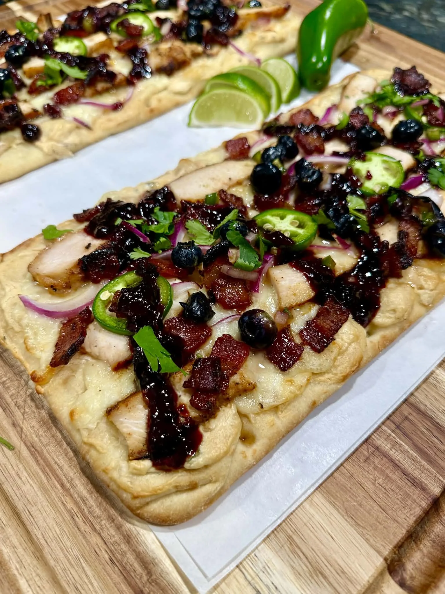 Blueberry Chipotle Glazed Chicken Flatbread
