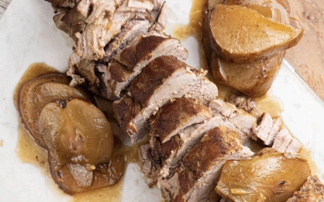 Roasted Pork Tenderloin with Balsamic Pear Compote