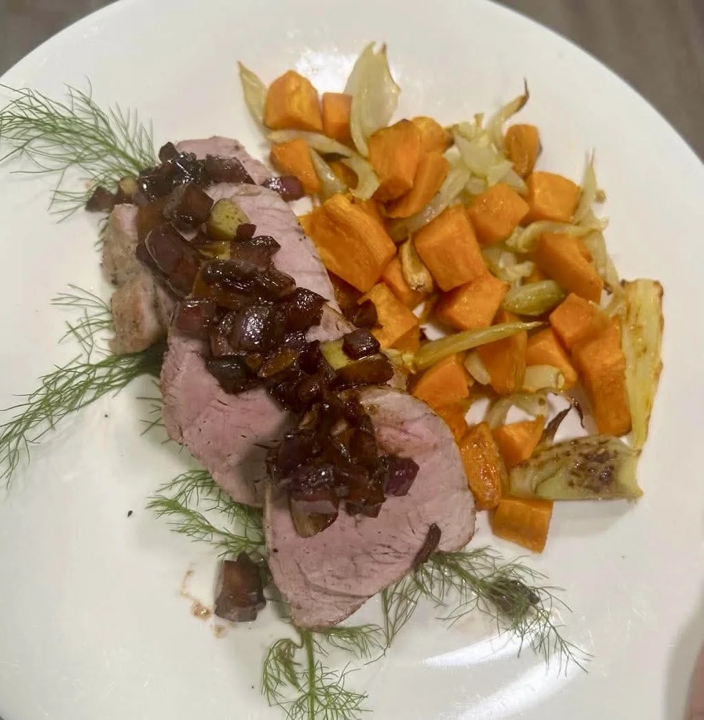 Roasted Pork Tenderloin with Balsamic Pear Compote