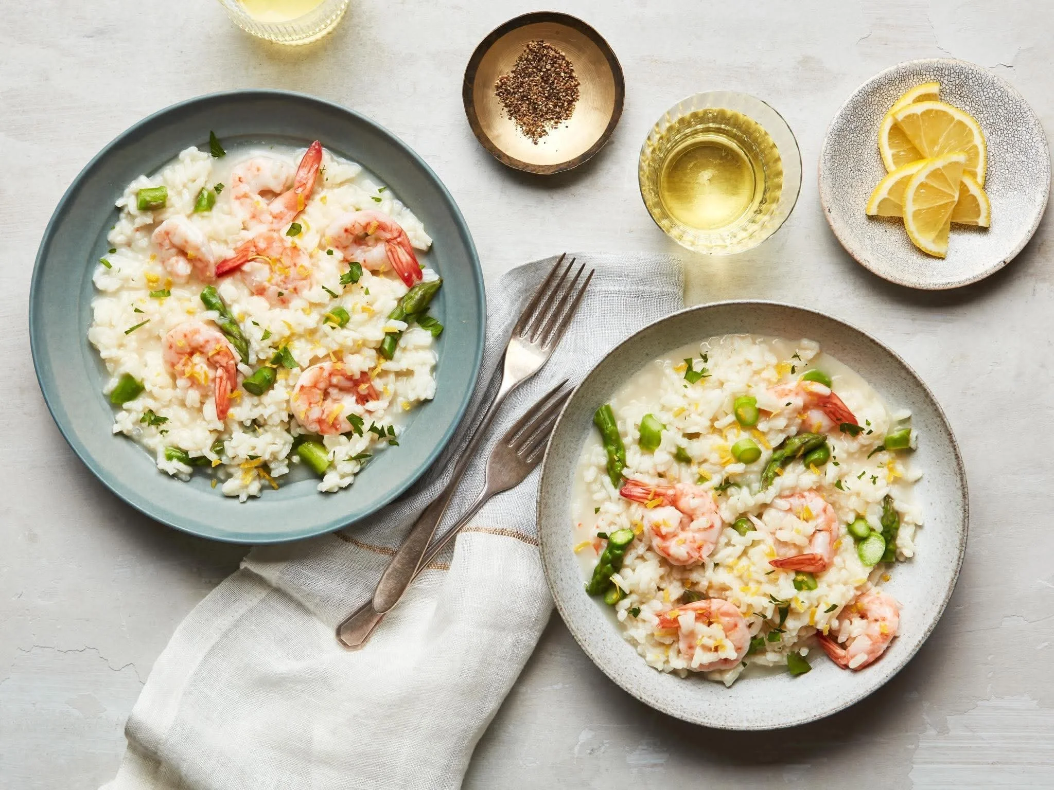 Lemon Parmesan Risotto with Asparagus and Shrimp