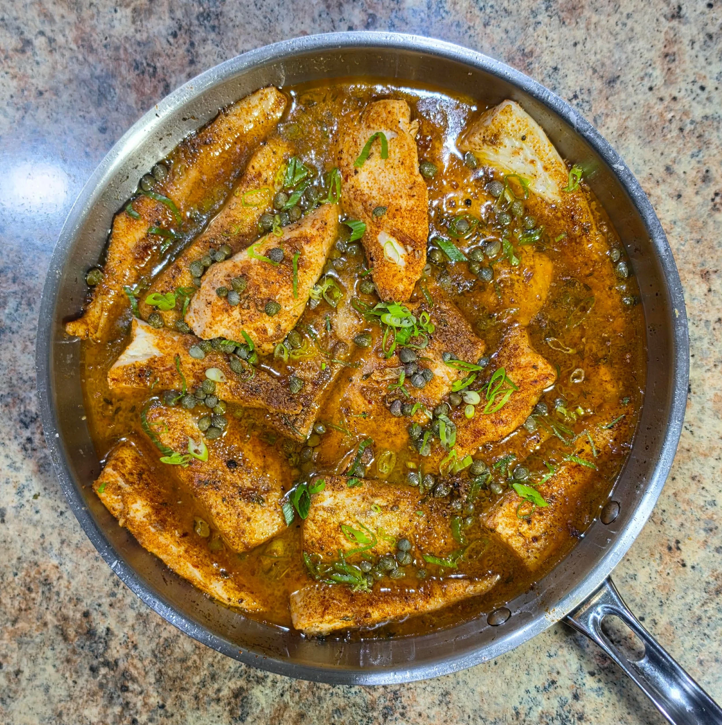 Blaxican Seared Barracuda with Garlic Lemon Butter Sauce