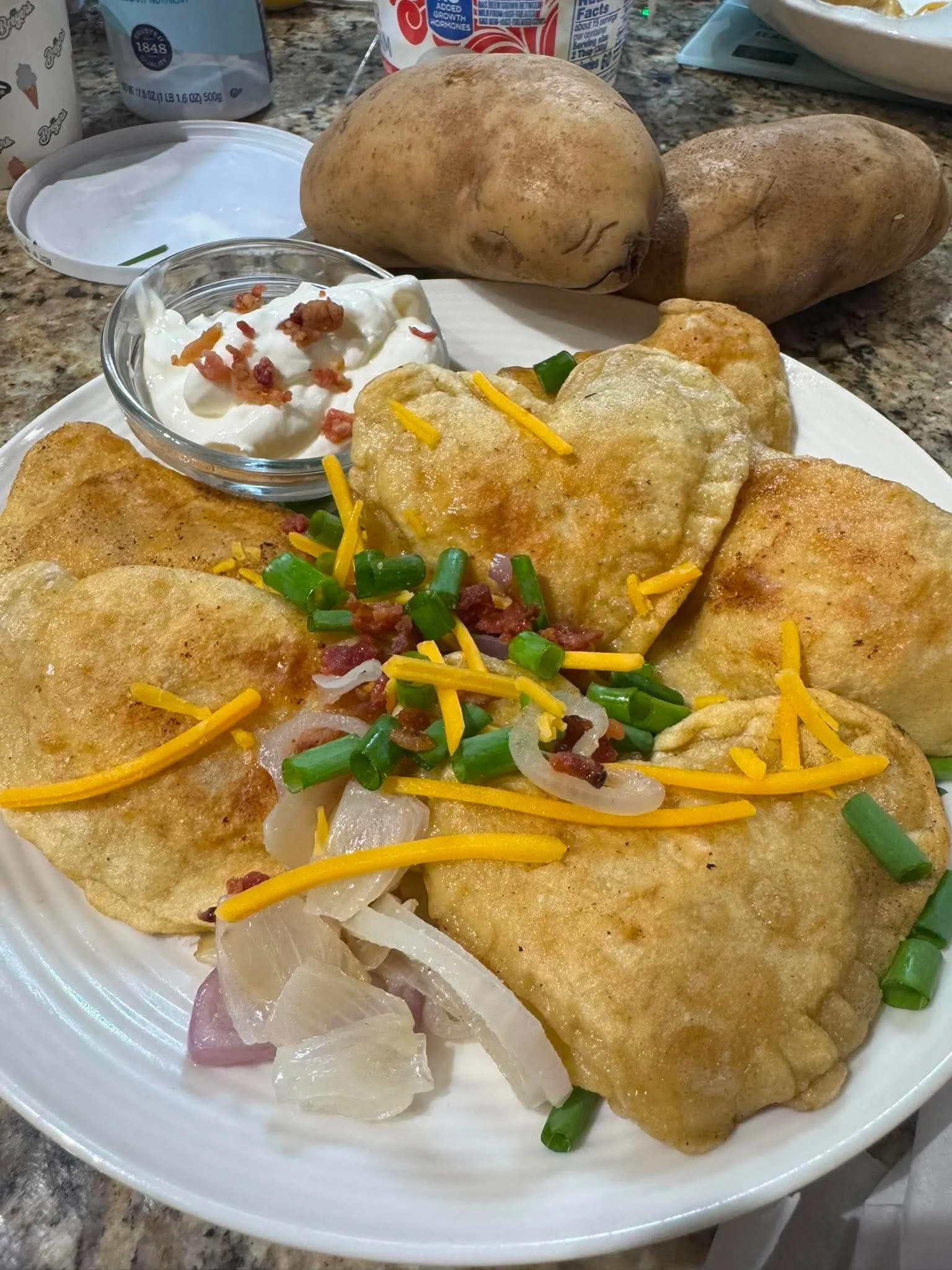 Homemade Cheddar, Potato &amp; Bacon Pierogi