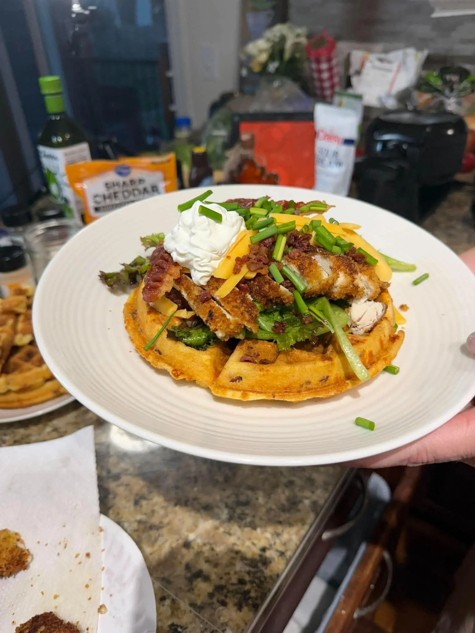 Savory Bacon &amp; Cheddar Cornbread Waffles