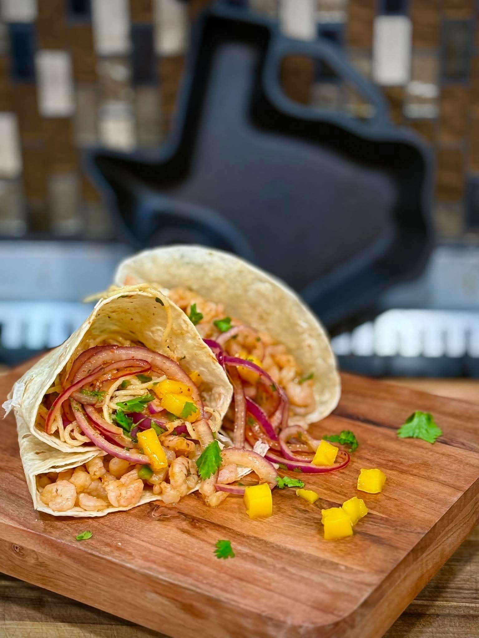 Holy Voodoo Shrimp &amp; Brown Butter Garlic Noodle Tacos