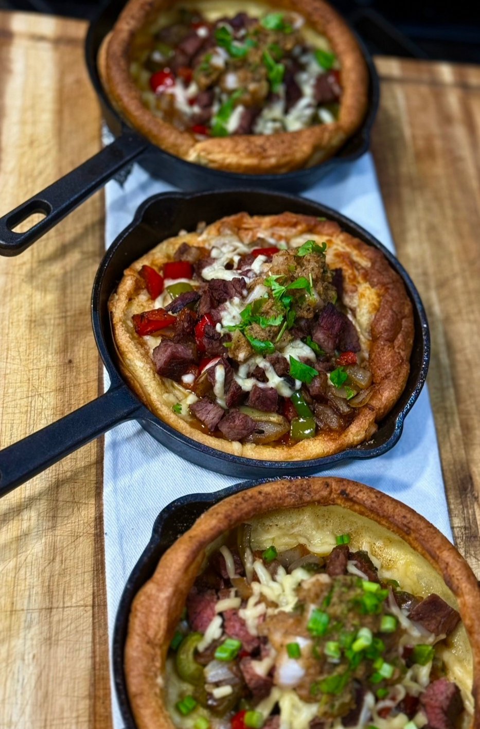 Queen G’s Savory Steak Fajita Dutch Baby Bowls