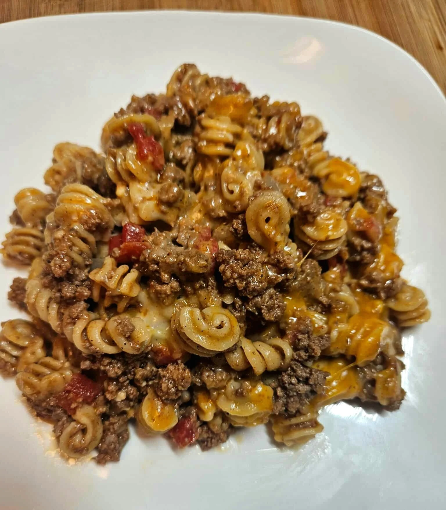 Cheesy Hamburger Pasta Skillet