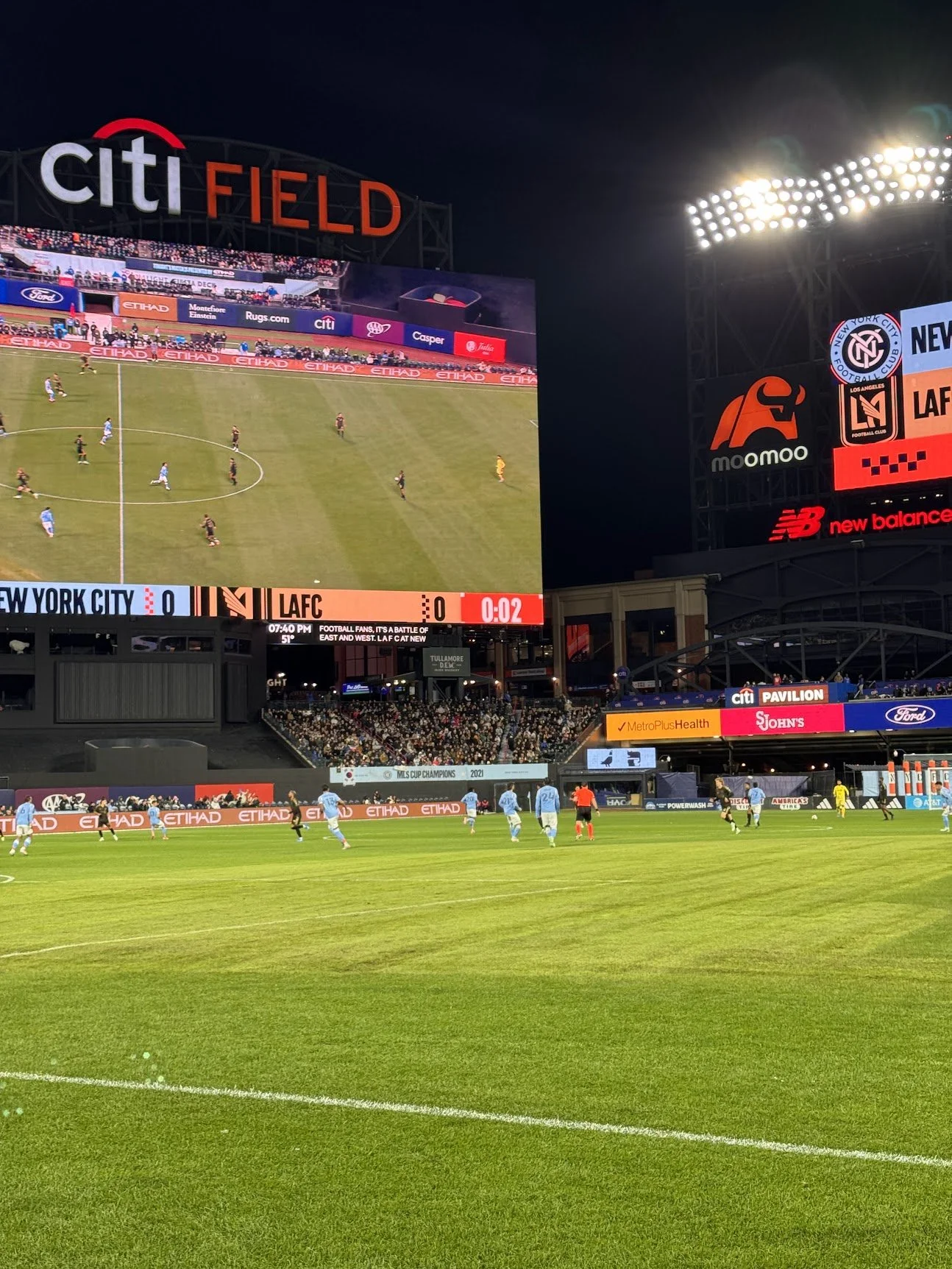 Open-air pitchside suite seats on the field at Citi Field during NYCFC vs. LAFC