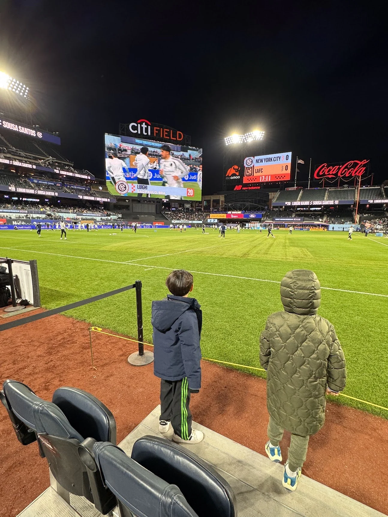 Open-air pitchside suite seats on the field at Citi Field during NYCFC vs. LAFC