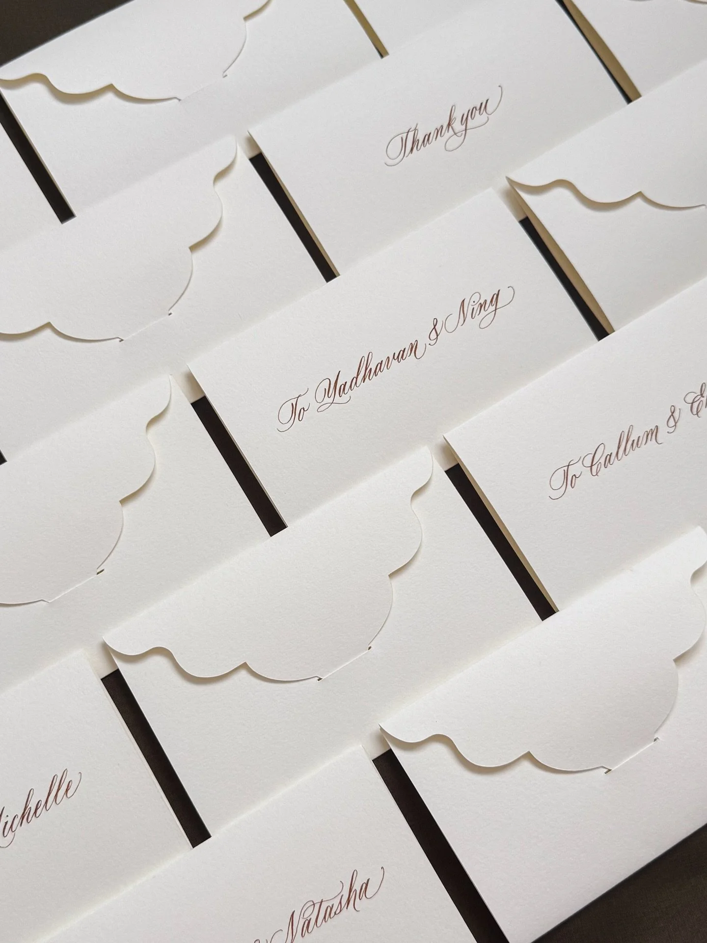 Envelope Fold Cards to write thank you notes to their guests 💌

She found this design in my inktober archive last year. That version was closed with a ribbon, but for her order, we switched it to a simple tuck-closure for a cleaner finish and makes 