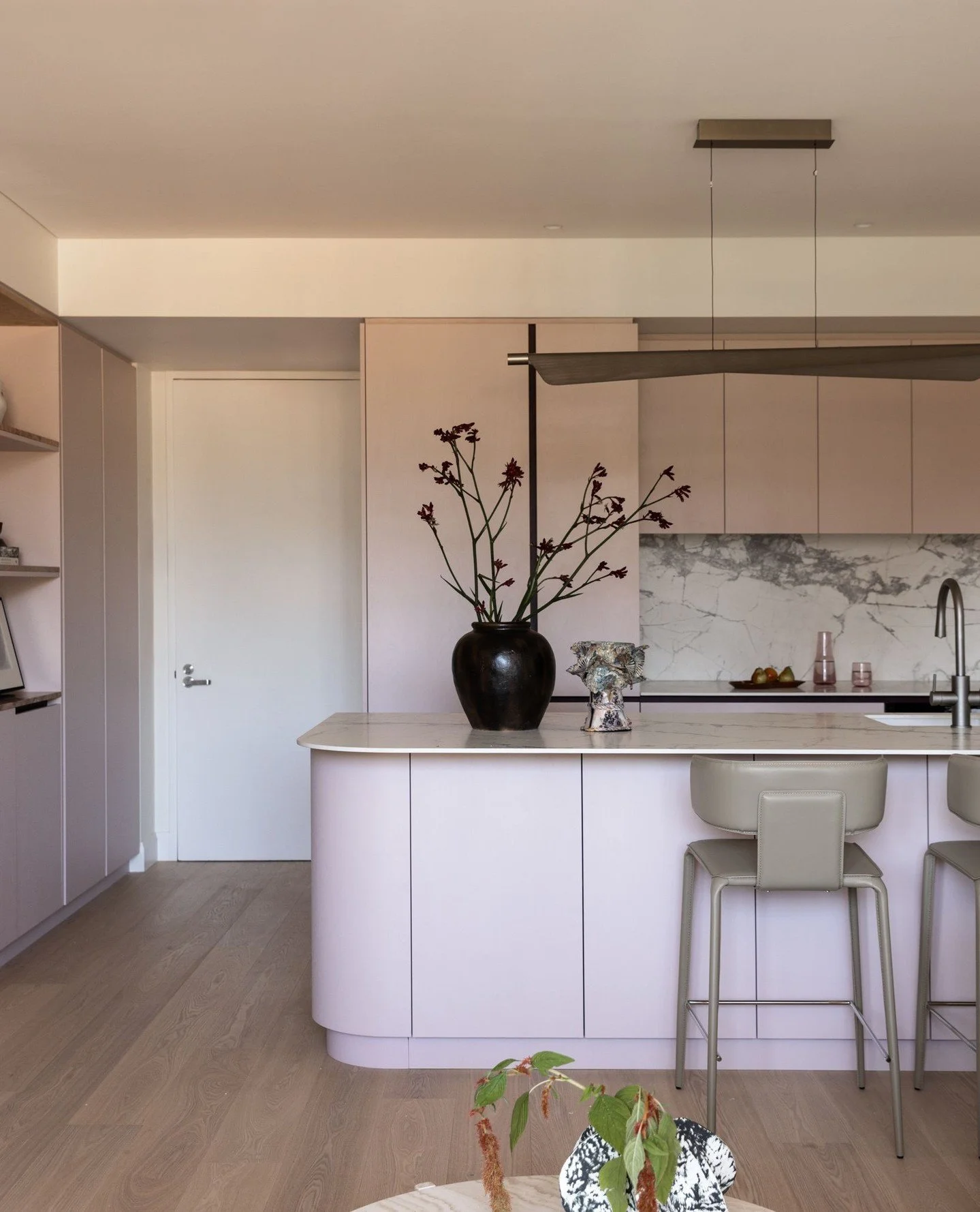 Introducing Home Forbes✨ ⁠
⁠
A project that began with something wonderfully unorthodox: a pink cheese knife!⁠
⁠When our client shared it as the starting point for his apartment, we immediately saw the potential in that single spark. A soft, playful 