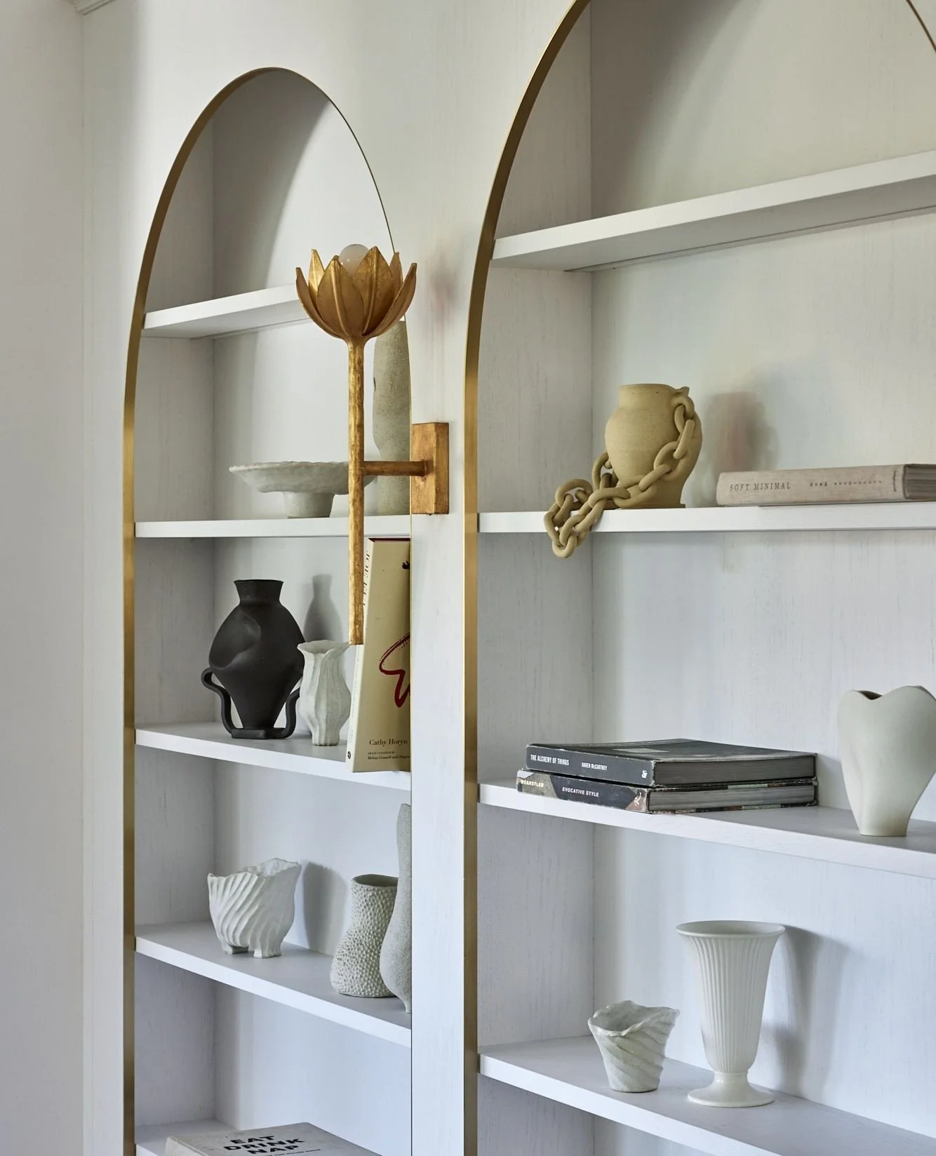 Styling is never an afterthought.⁠
Custom joinery creates the framework, but it&rsquo;s the considered curation of objects, scale, shape and negative space, that brings warmth and personality.⁠
⁠
Arches soften the structure, while restrained styling 