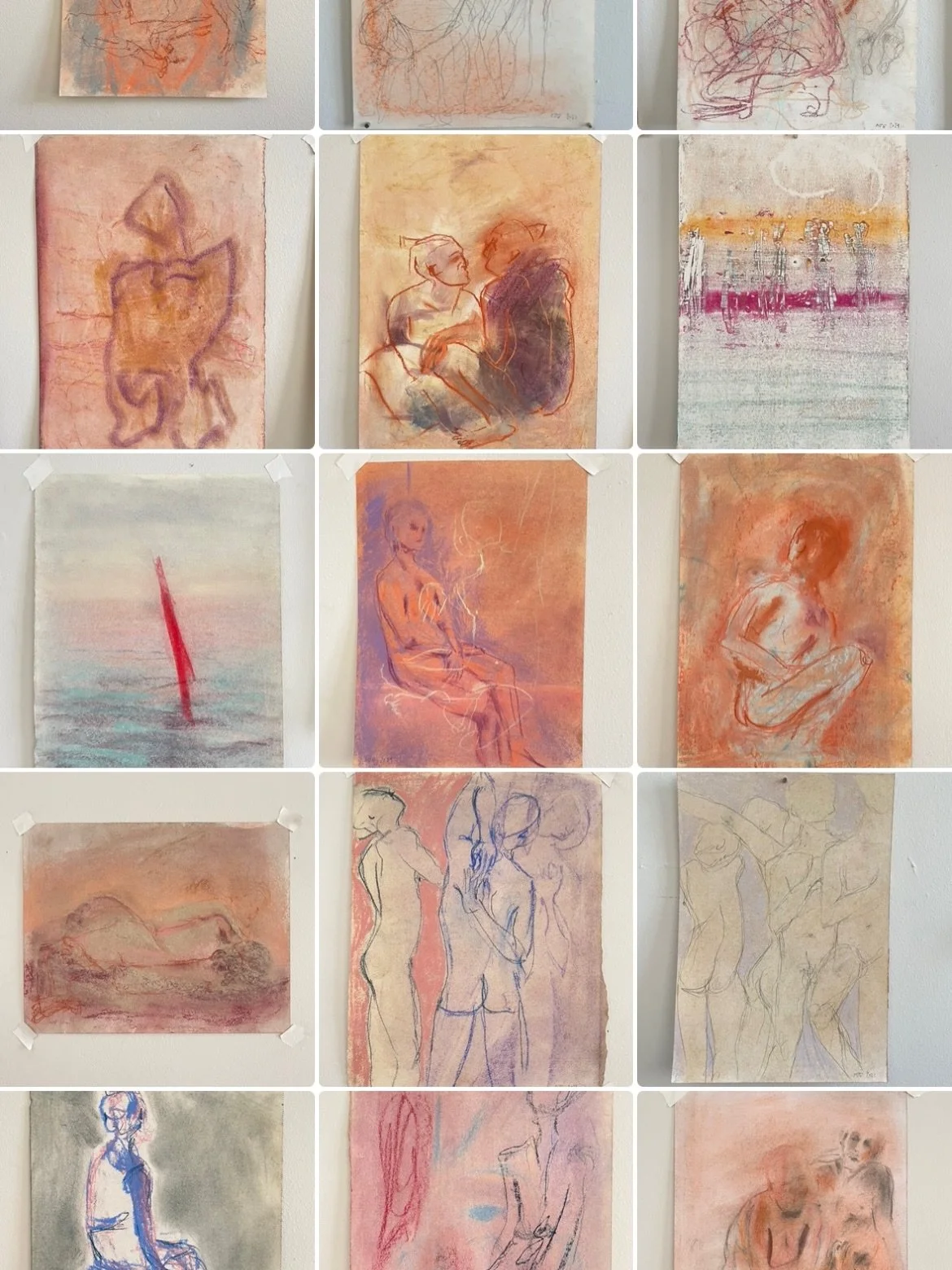 Salaisuus pinnan alla. Tai pinnassa. Mun ihmisfiguureissa toistuu kerroksellisuus, ja hahmot, &auml;&auml;riviivat, ihmismuodot ja joskus my&ouml;s kasvot piirtyv&auml;t esiin vasta pidemm&auml;n tarkastelun my&ouml;t&auml;. Pys&auml;hdy siis hetkeks