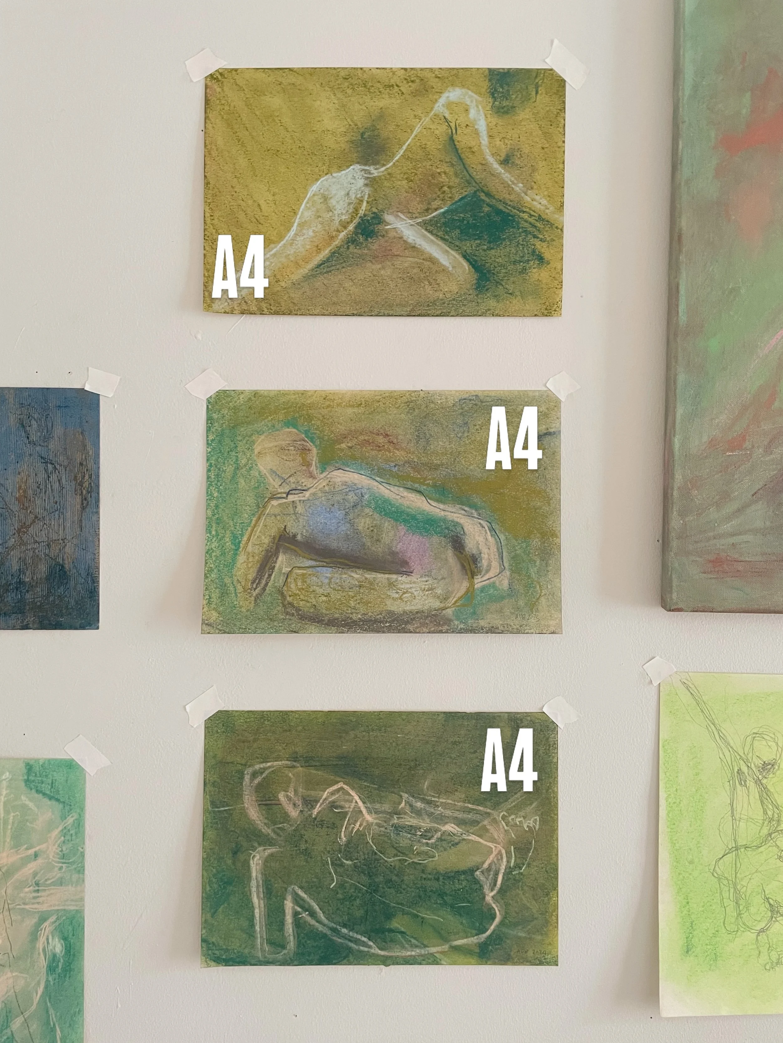Sein&auml;kollaasi numero 9, v&auml;riteemana vihre&auml;t 🌱 

Pari interi&ouml;&ouml;ri&auml;, ihmisfiguureita, croquista (=el&auml;v&auml;st&auml; mallista piirrettyj&auml;), muutamia sekatekniikkateoksia, sek&auml; yksi &ouml;ljymaalaus. 

Mik&au