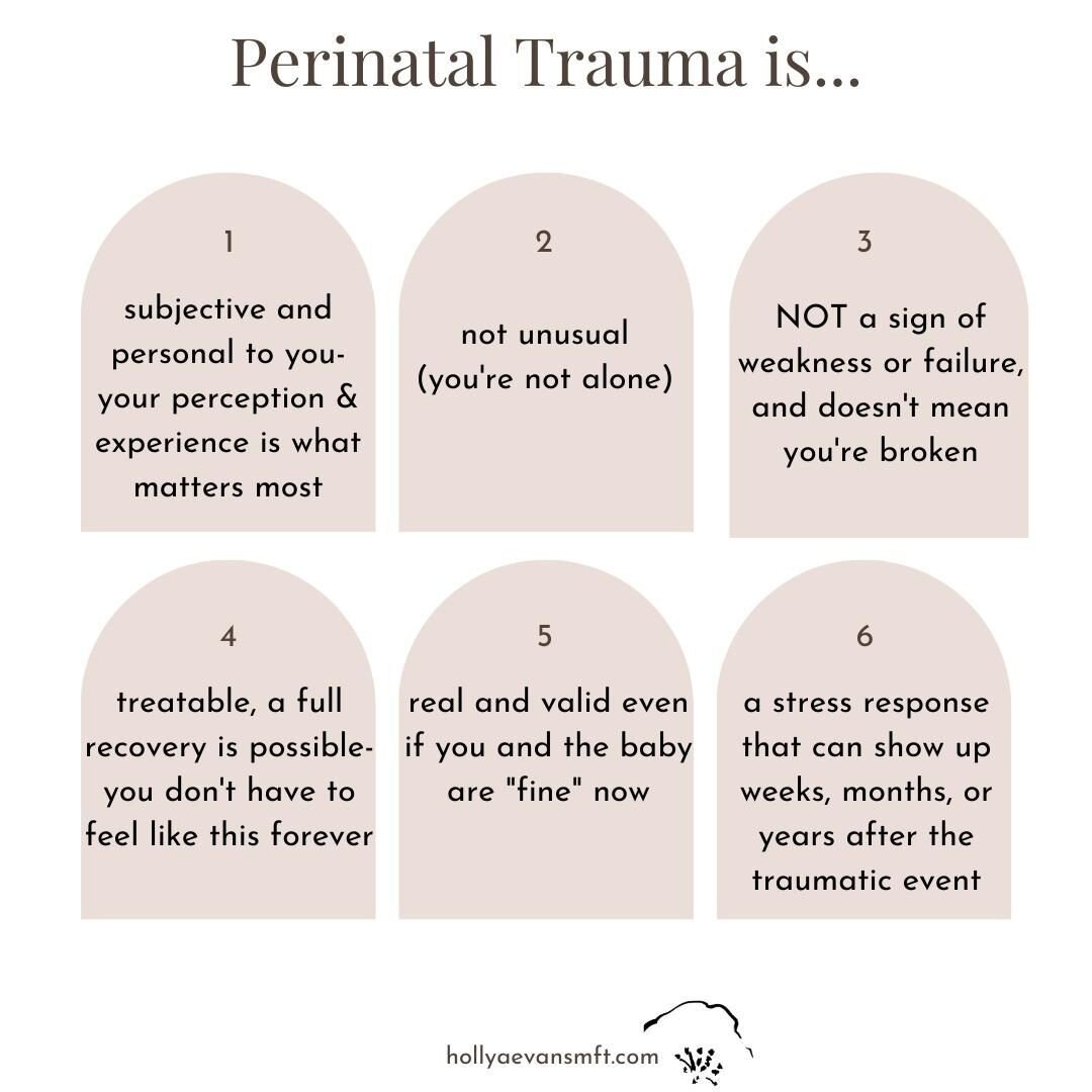 Some of the kinds of experiences that are commonly traumatic for families include:

Fertility challenges

Miscarriage/pregnancy loss

Neonatal loss/death of an infant

Medical complications during pregnancy, childbirth, or postpartum

TFMR

Past trau